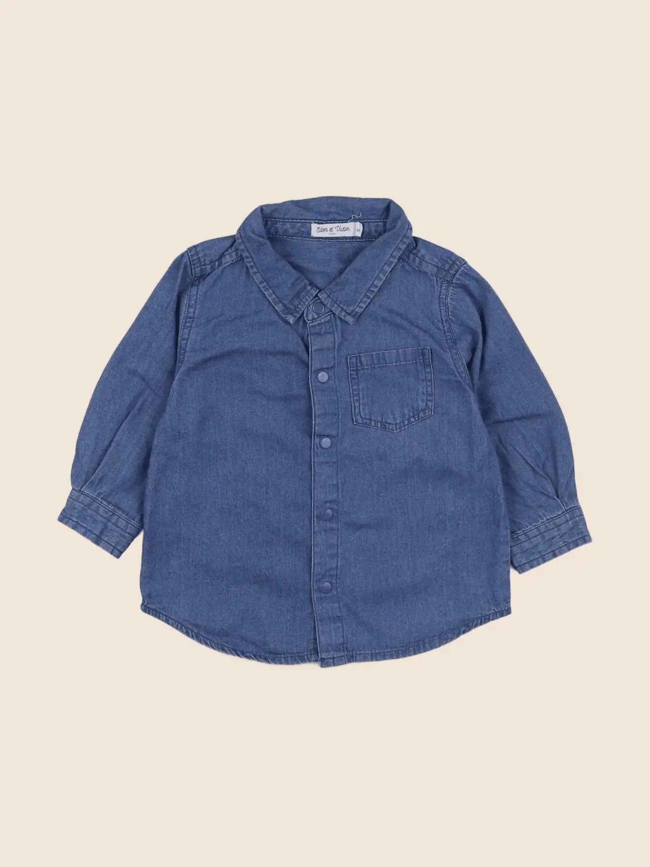 Eden & Victor - chemise bleu - 6 mois