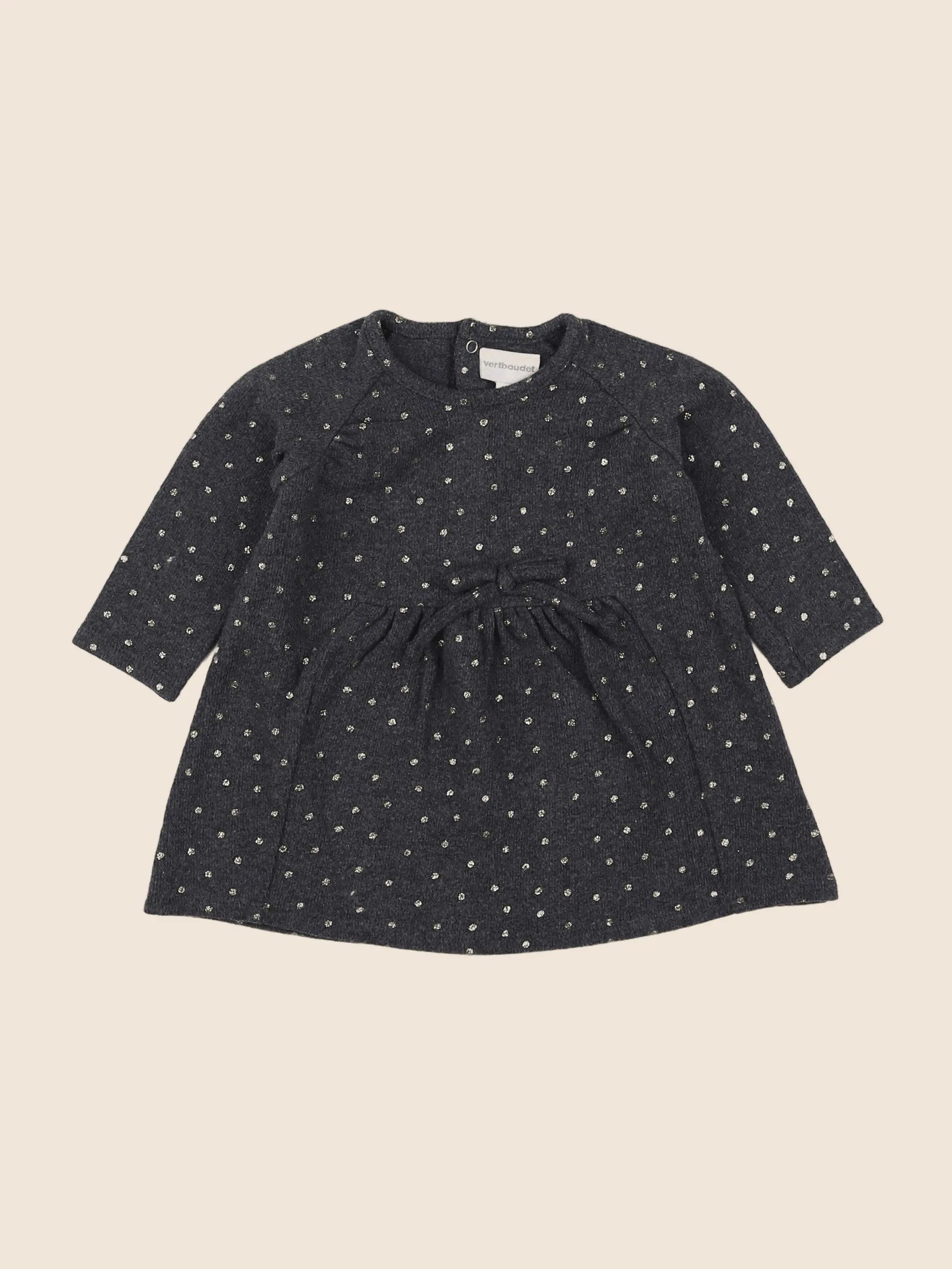 Vertbaudet - robe gris, or - 6 mois