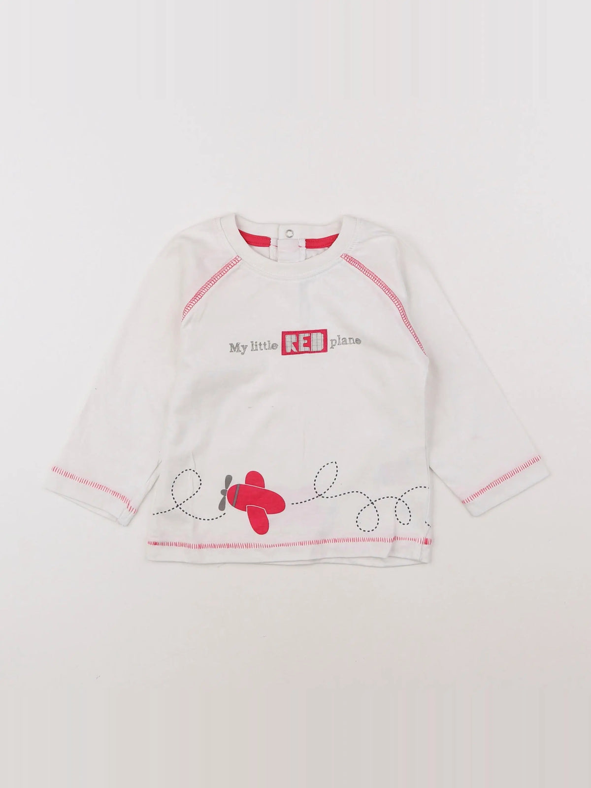 Vertbaudet - tee-shirt blanc, rose - 12 mois