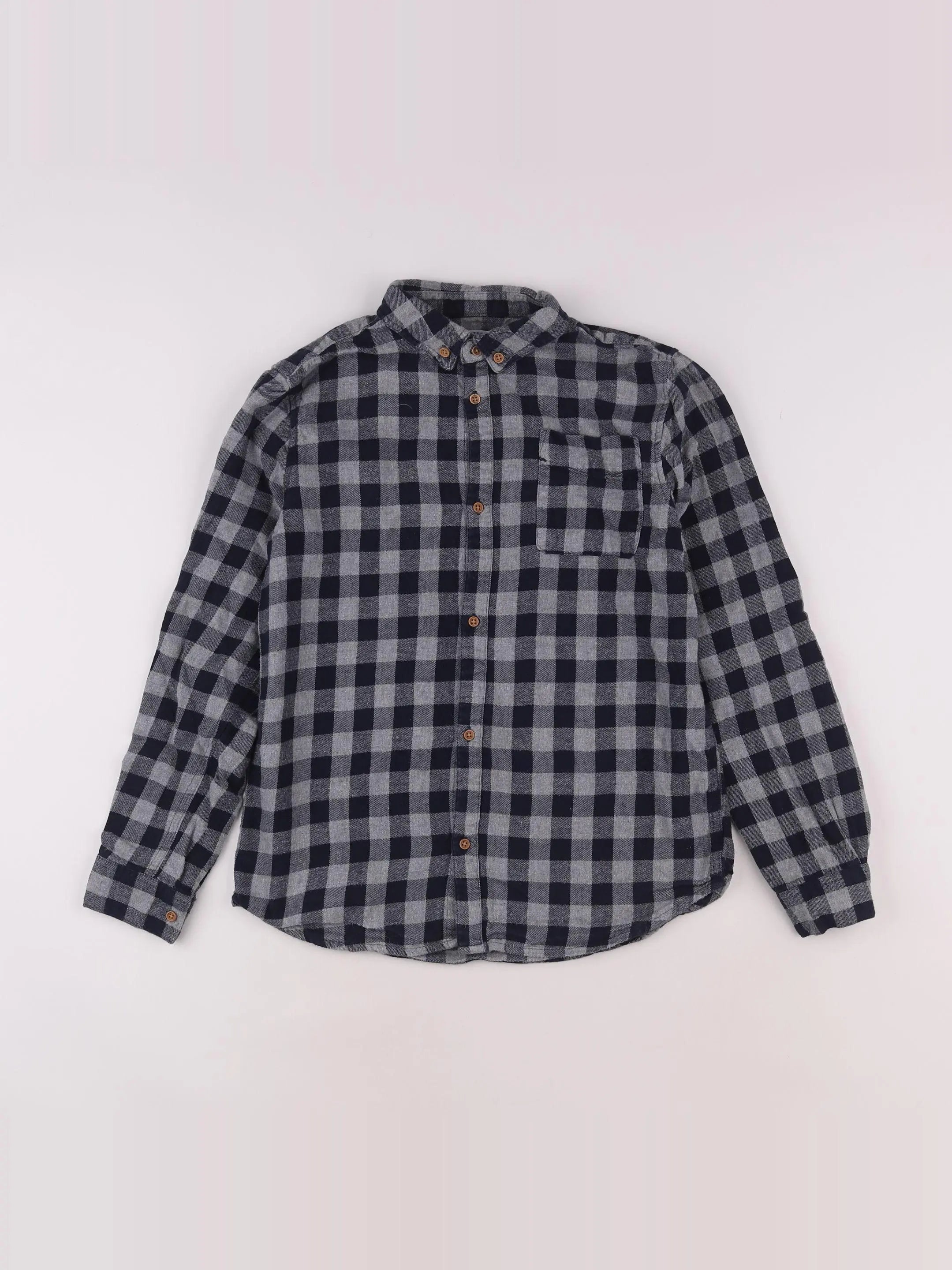 Monoprix - chemise gris, bleu - 12 ans