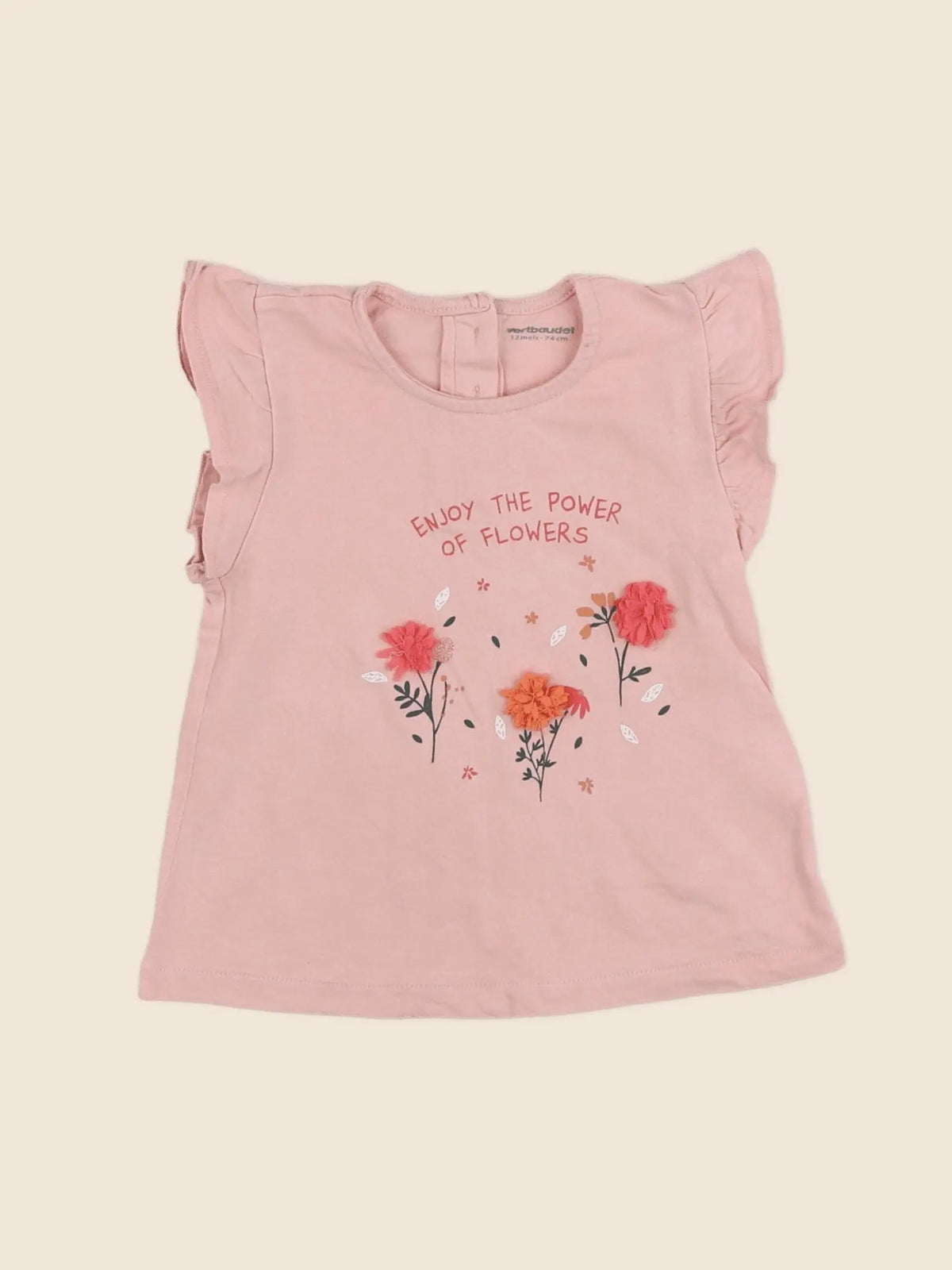 Vertbaudet - tee-shirt rose - 12 mois