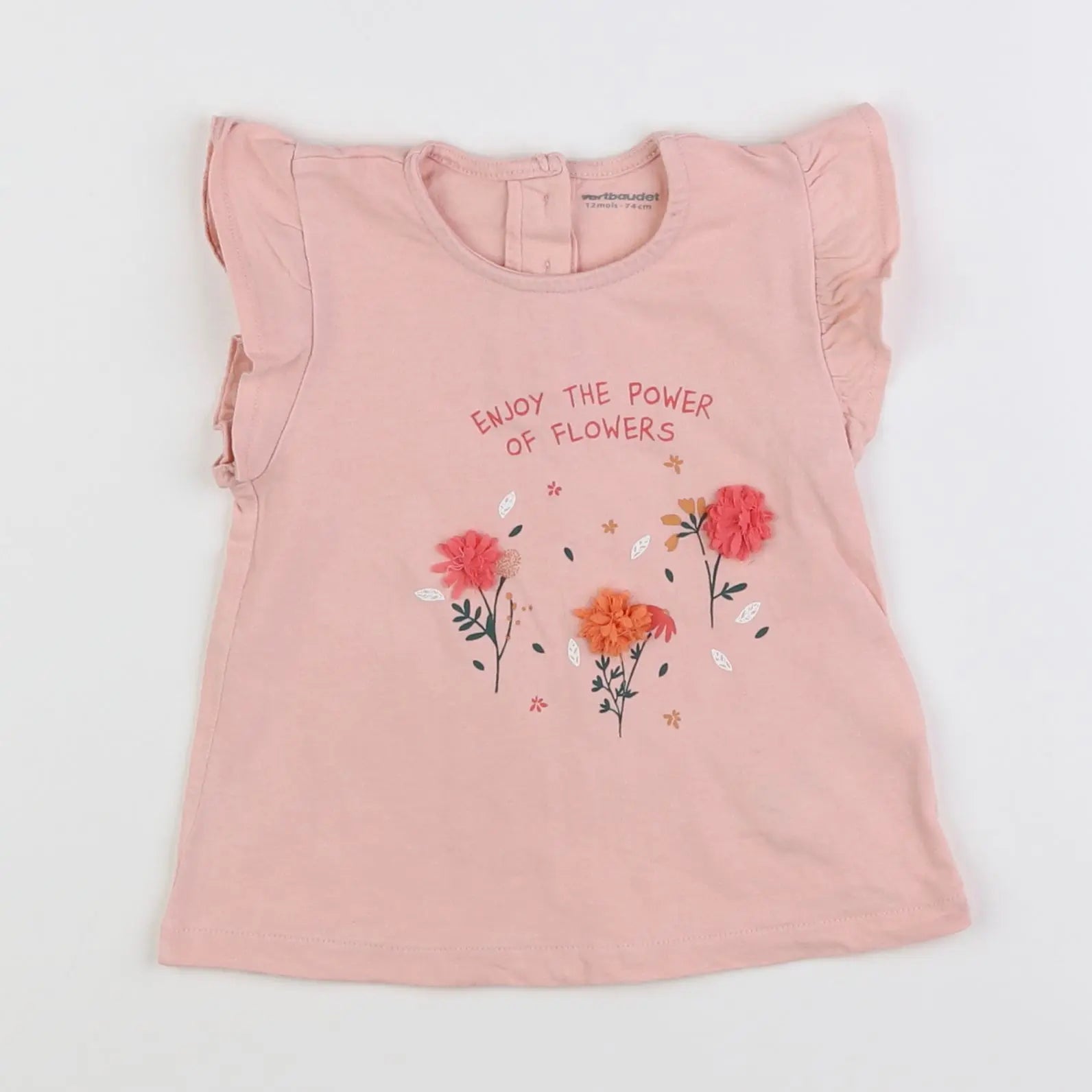 Vertbaudet - tee-shirt rose - 12 mois