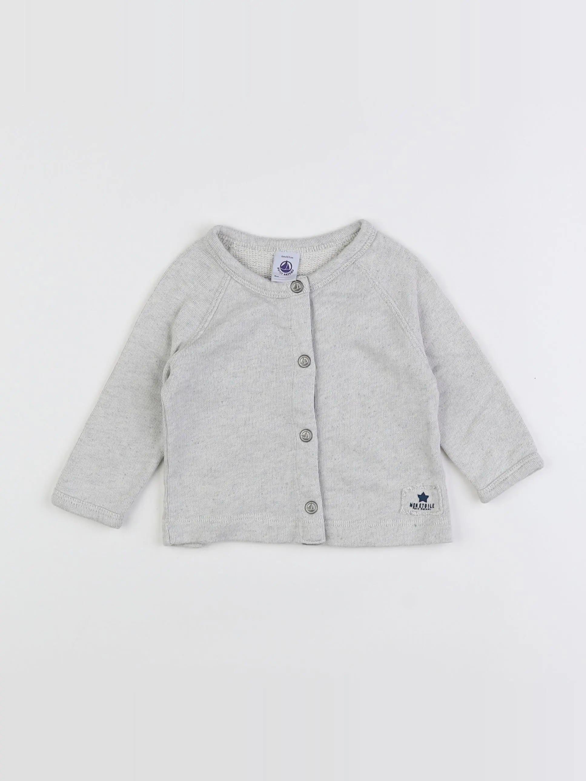 Petit Bateau - sweat gris - 6 mois