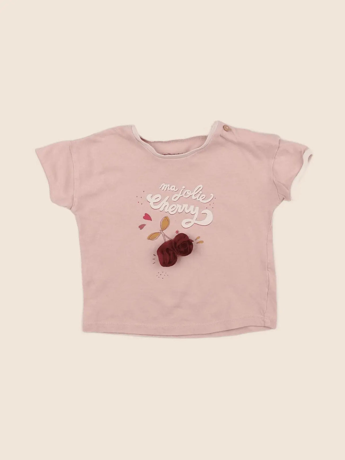 Vertbaudet - tee-shirt rose - 12 mois