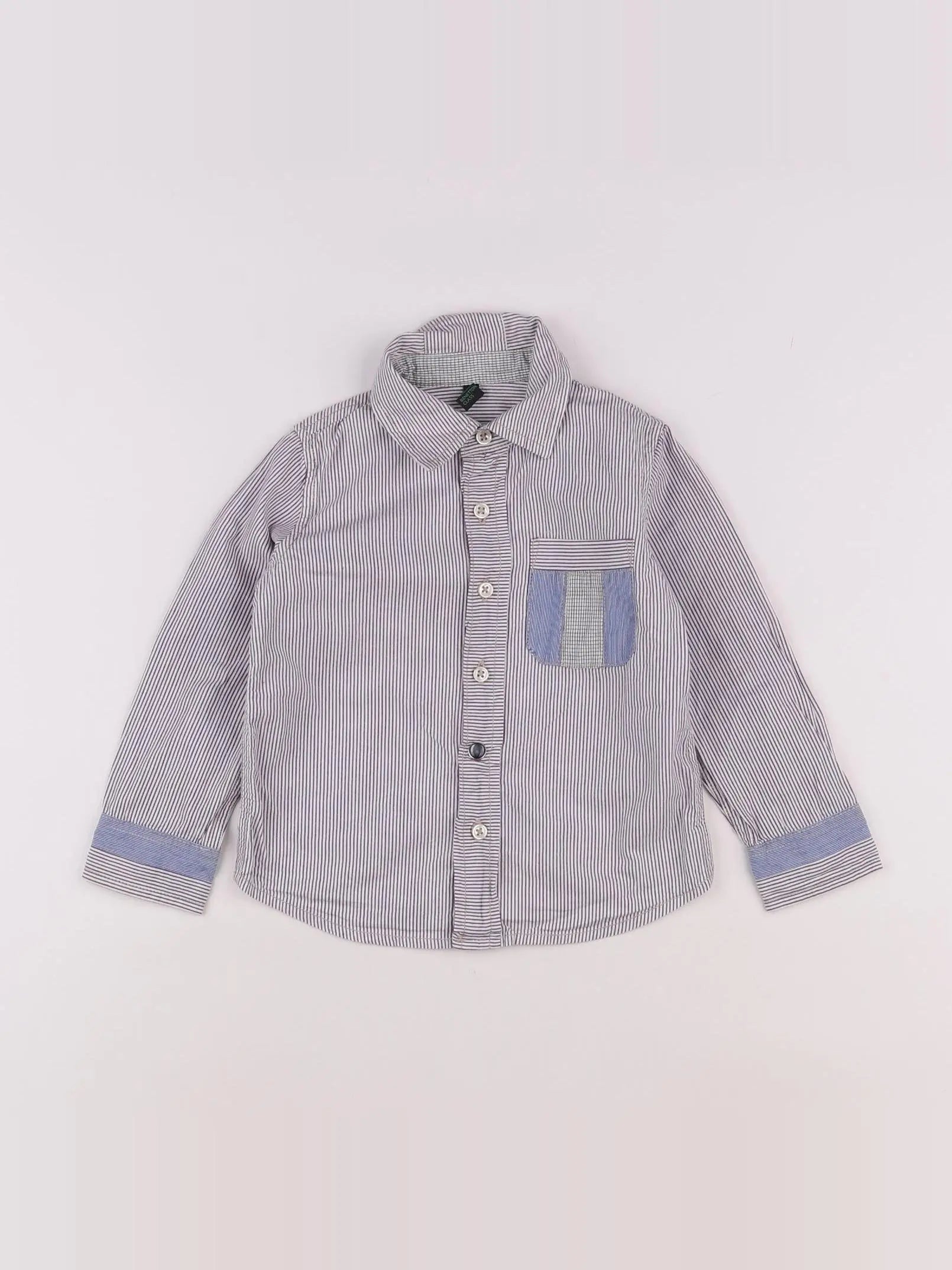 Benetton - chemise blanc, violet - 12/18 mois