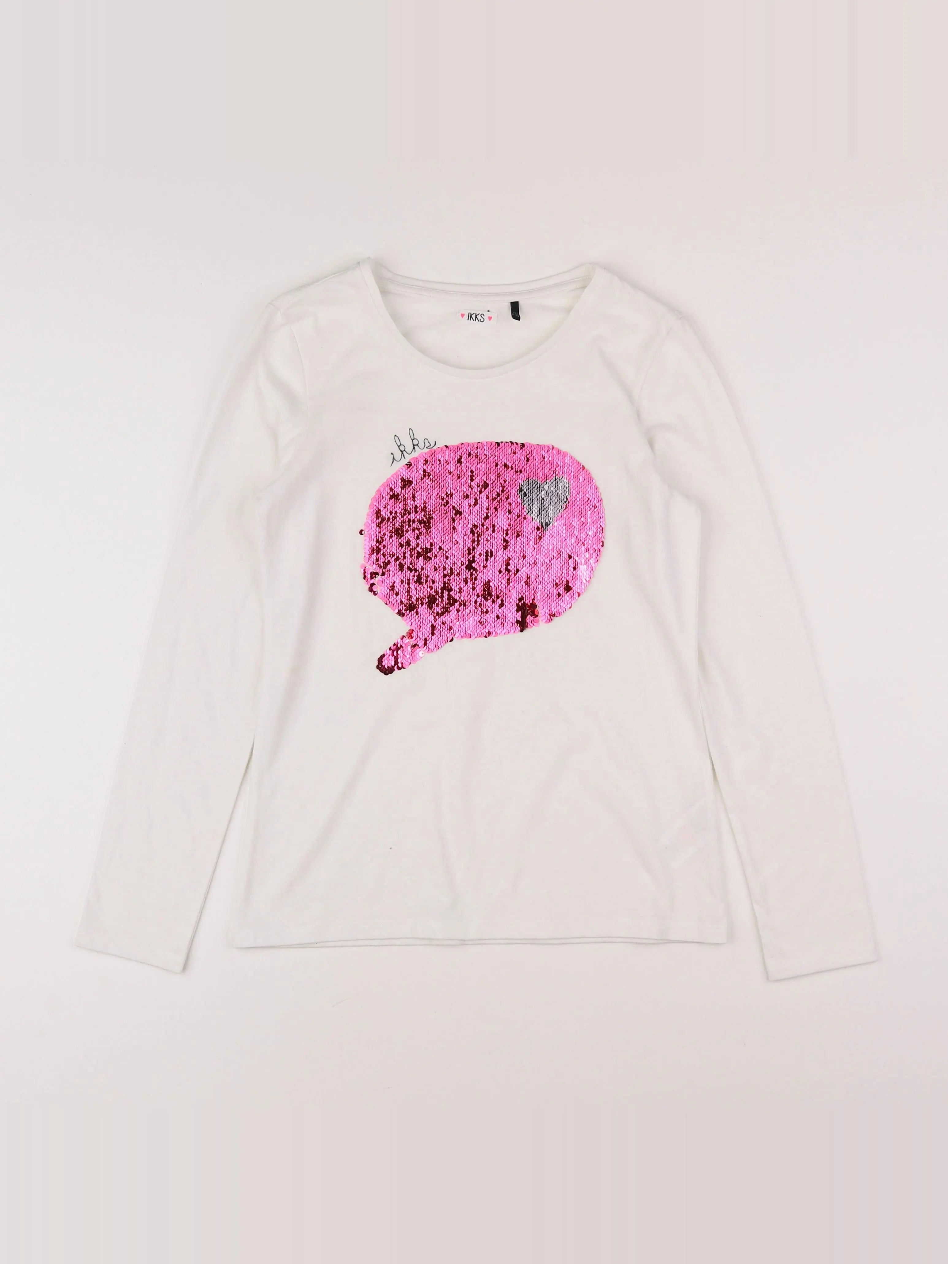 IKKS - tee-shirt blanc, rose - 12 ans