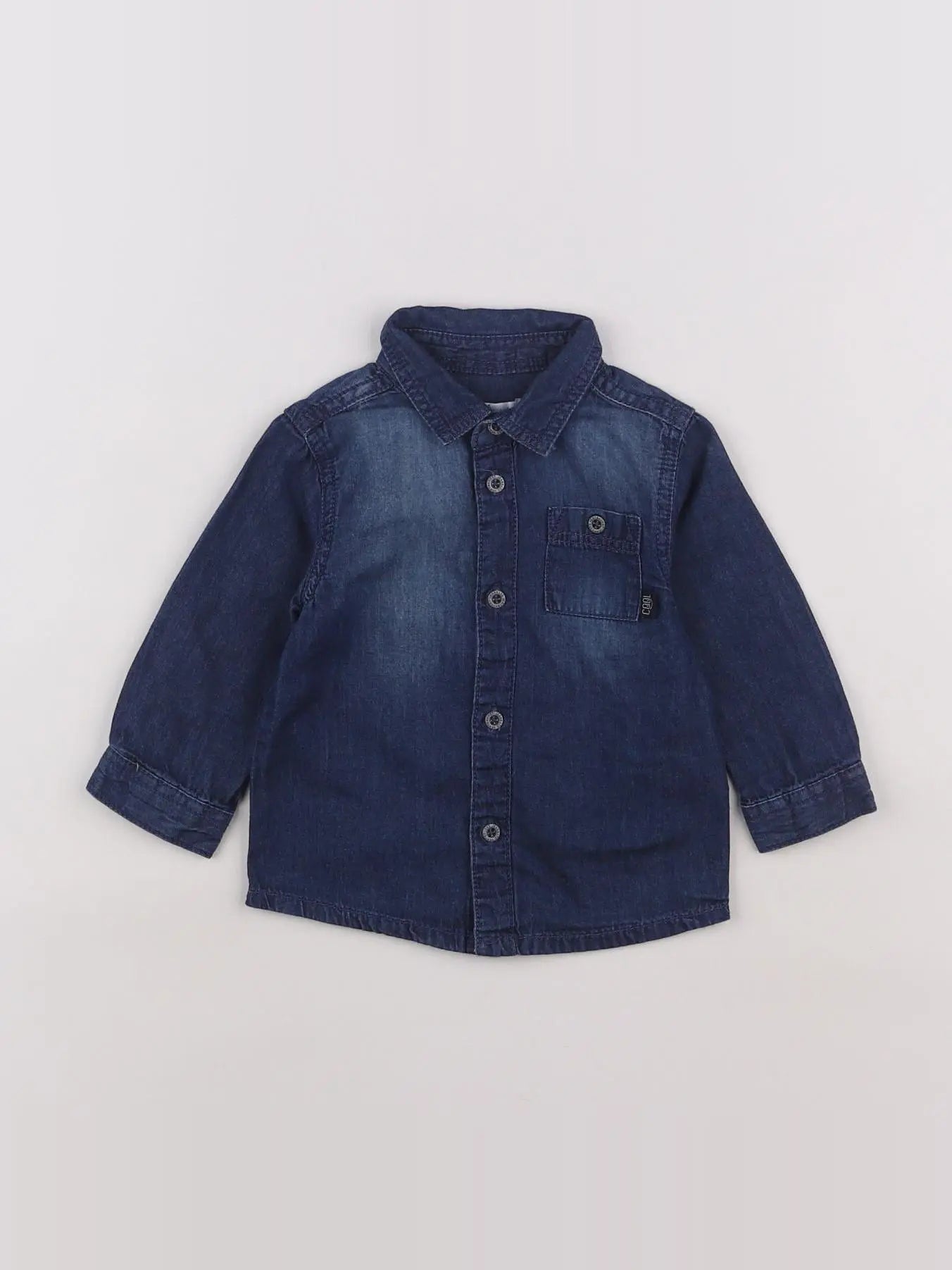 Vertbaudet - chemise bleu - 6/9 mois