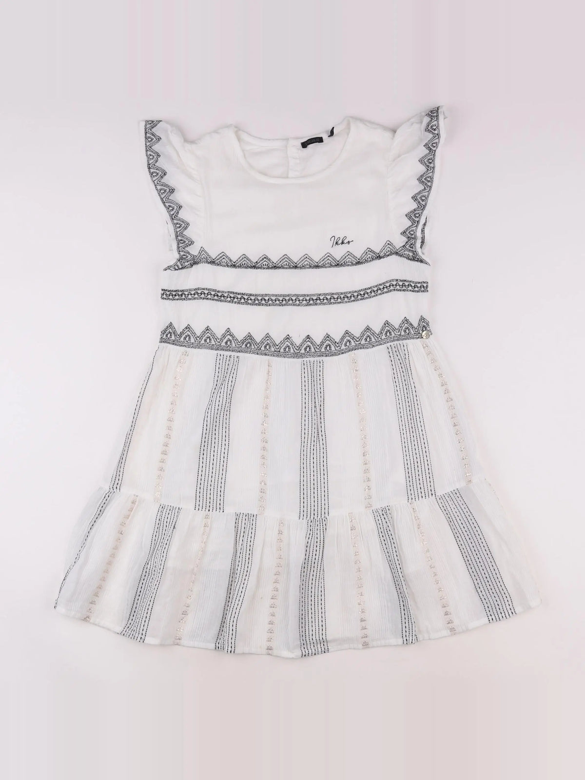 IKKS - robe blanc, noir - 10 ans