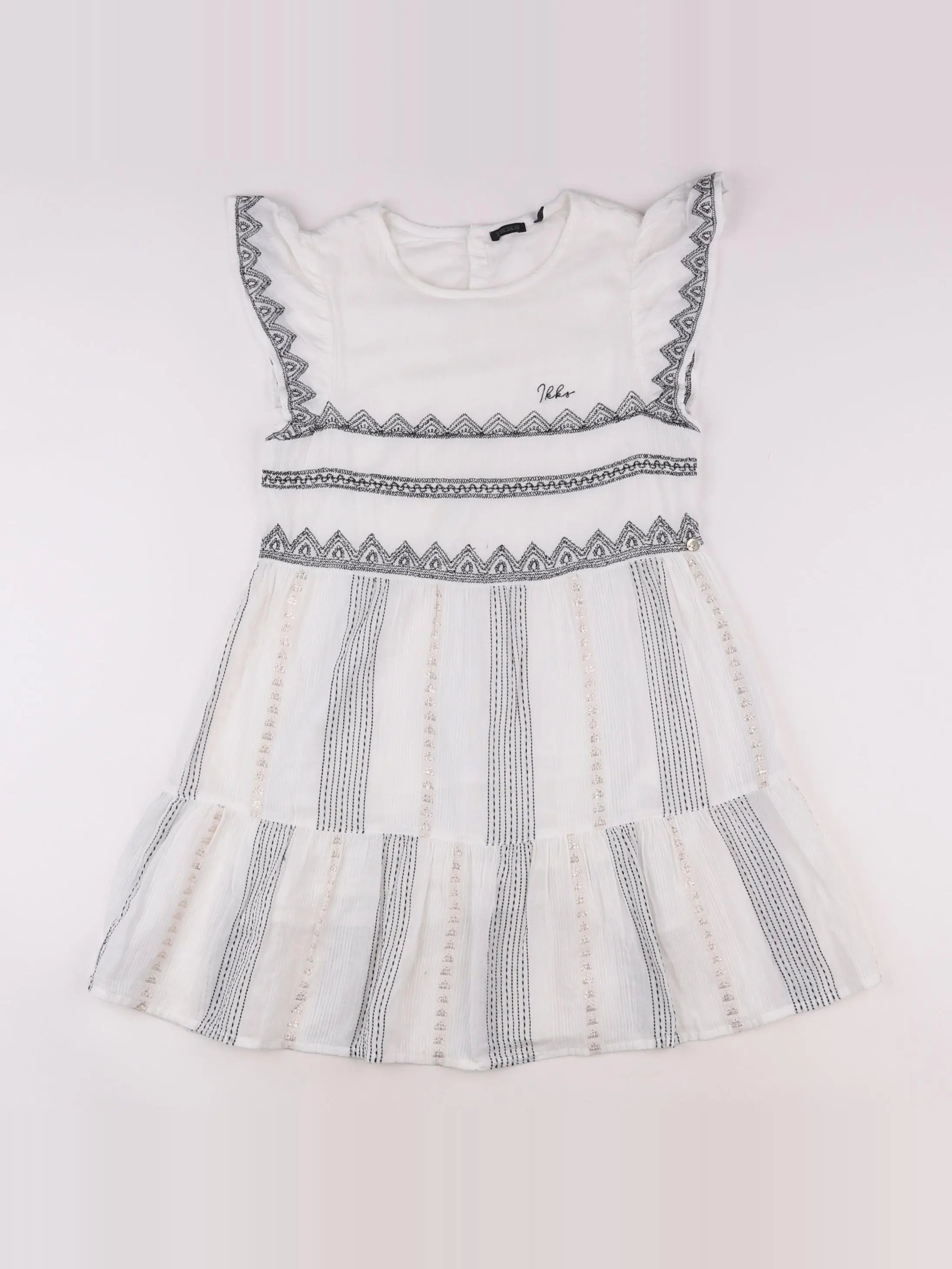 IKKS - robe blanc, noir - 10 ans
