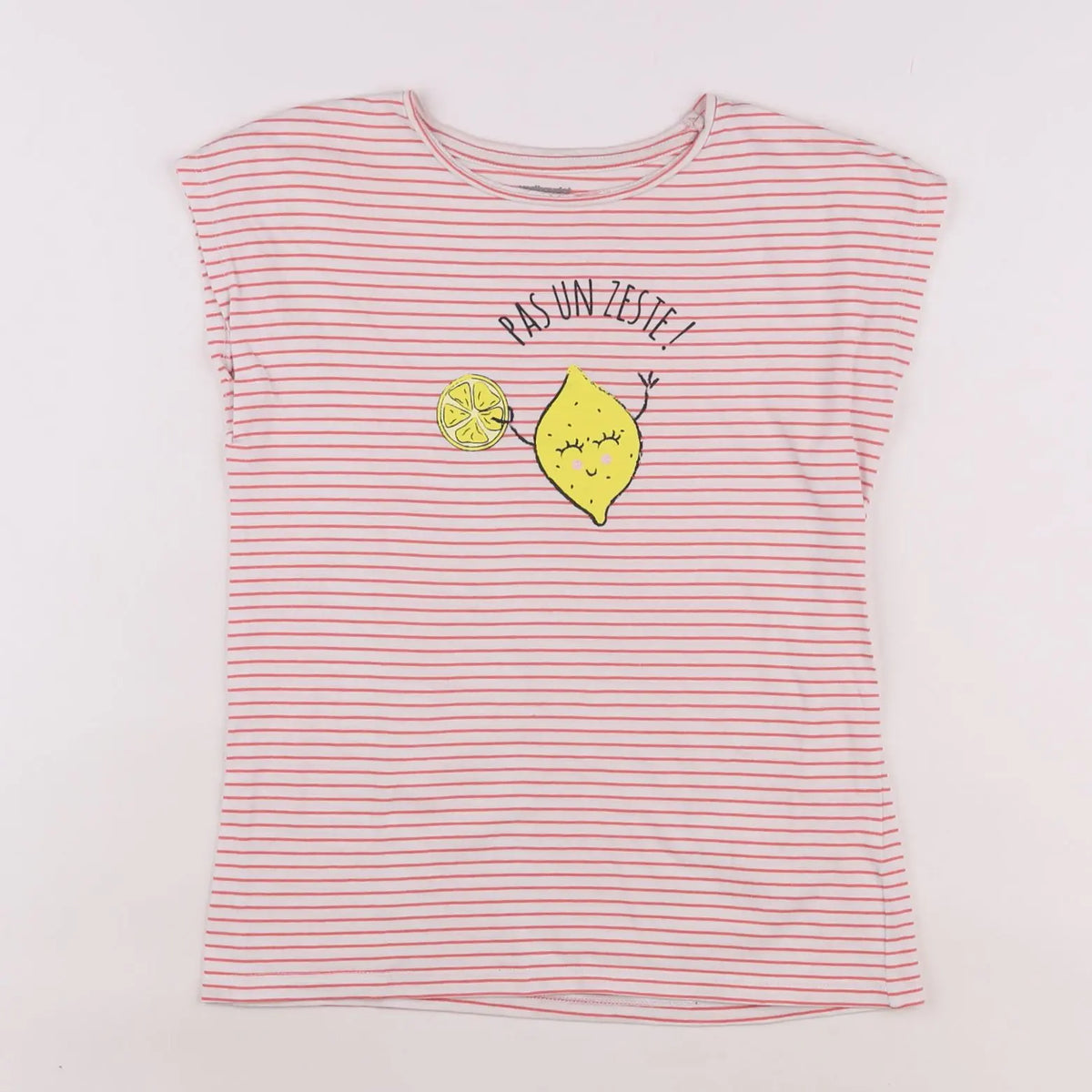 Vertbaudet - tee-shirt blanc, rose - 10 ans
