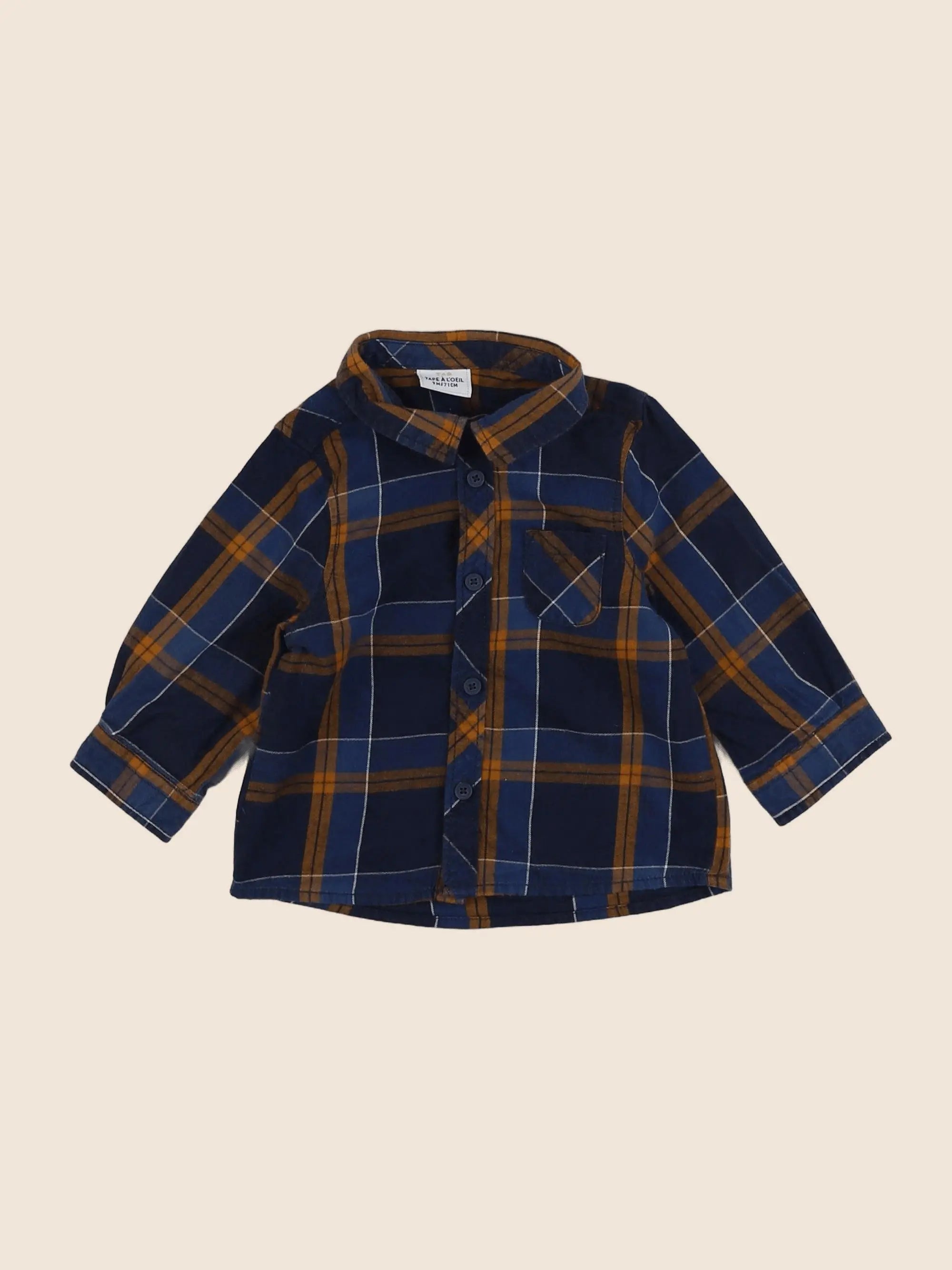 Tape à l'oeil - chemise bleu, marron - 9 mois