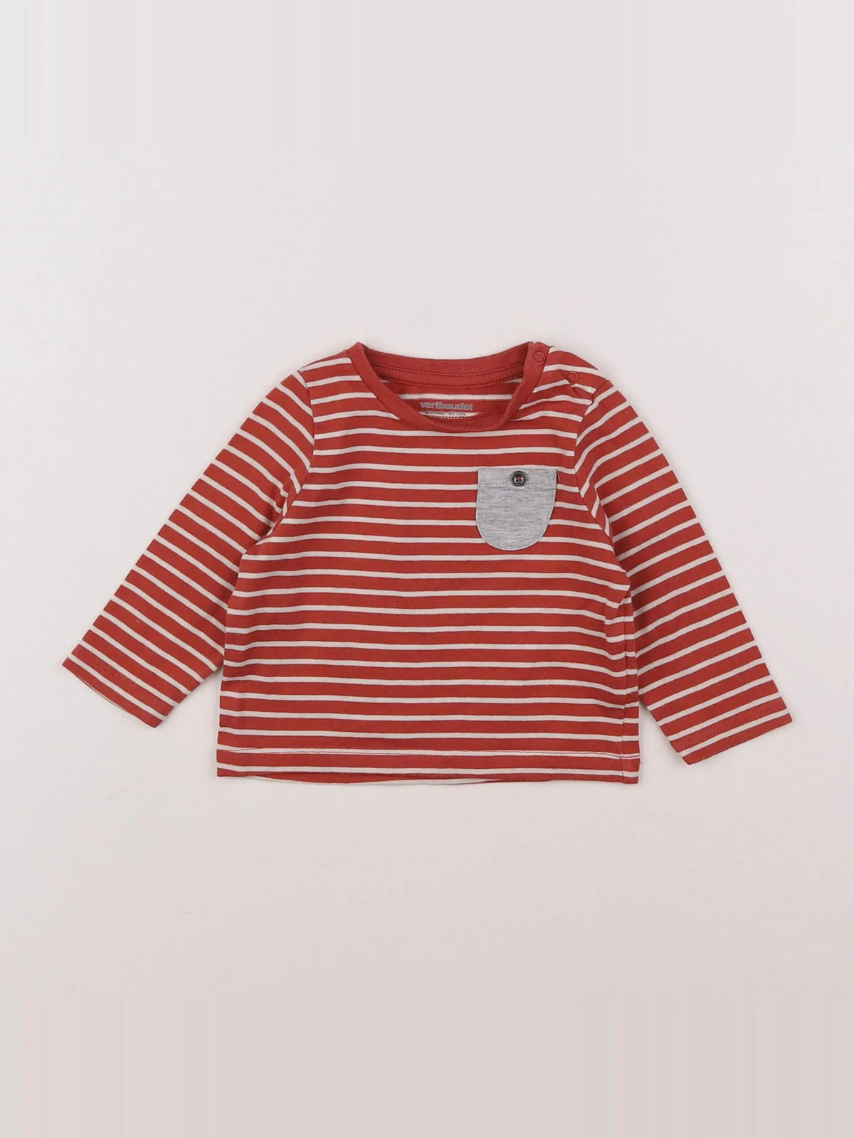 Vertbaudet - tee-shirt blanc, rouge - 6 mois