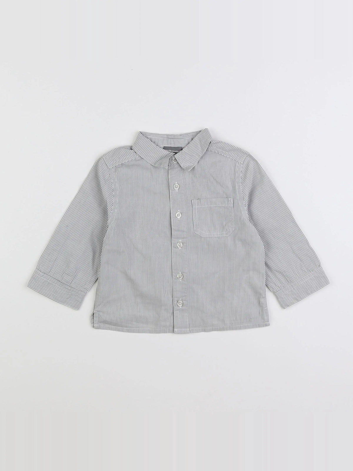 Vertbaudet - chemise blanc, gris - 18 mois
