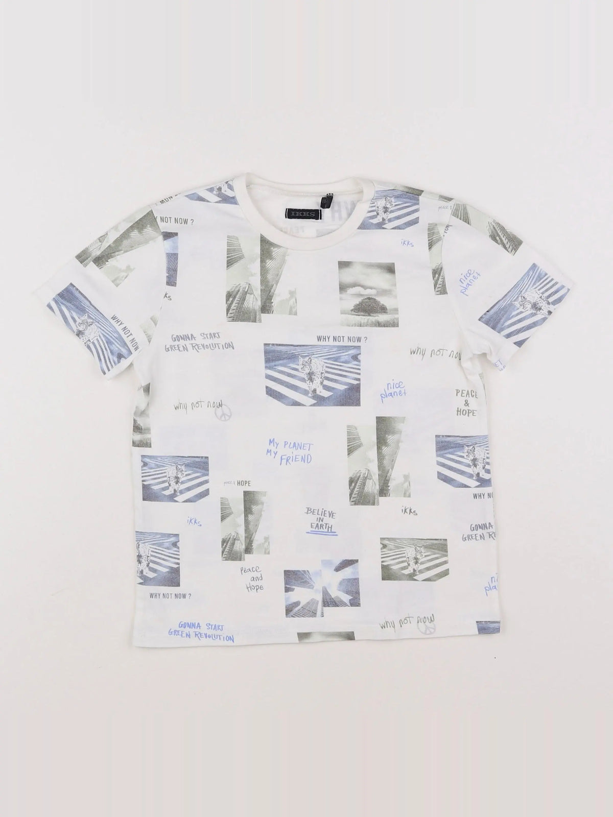 IKKS - tee-shirt blanc, bleu - 6 ans
