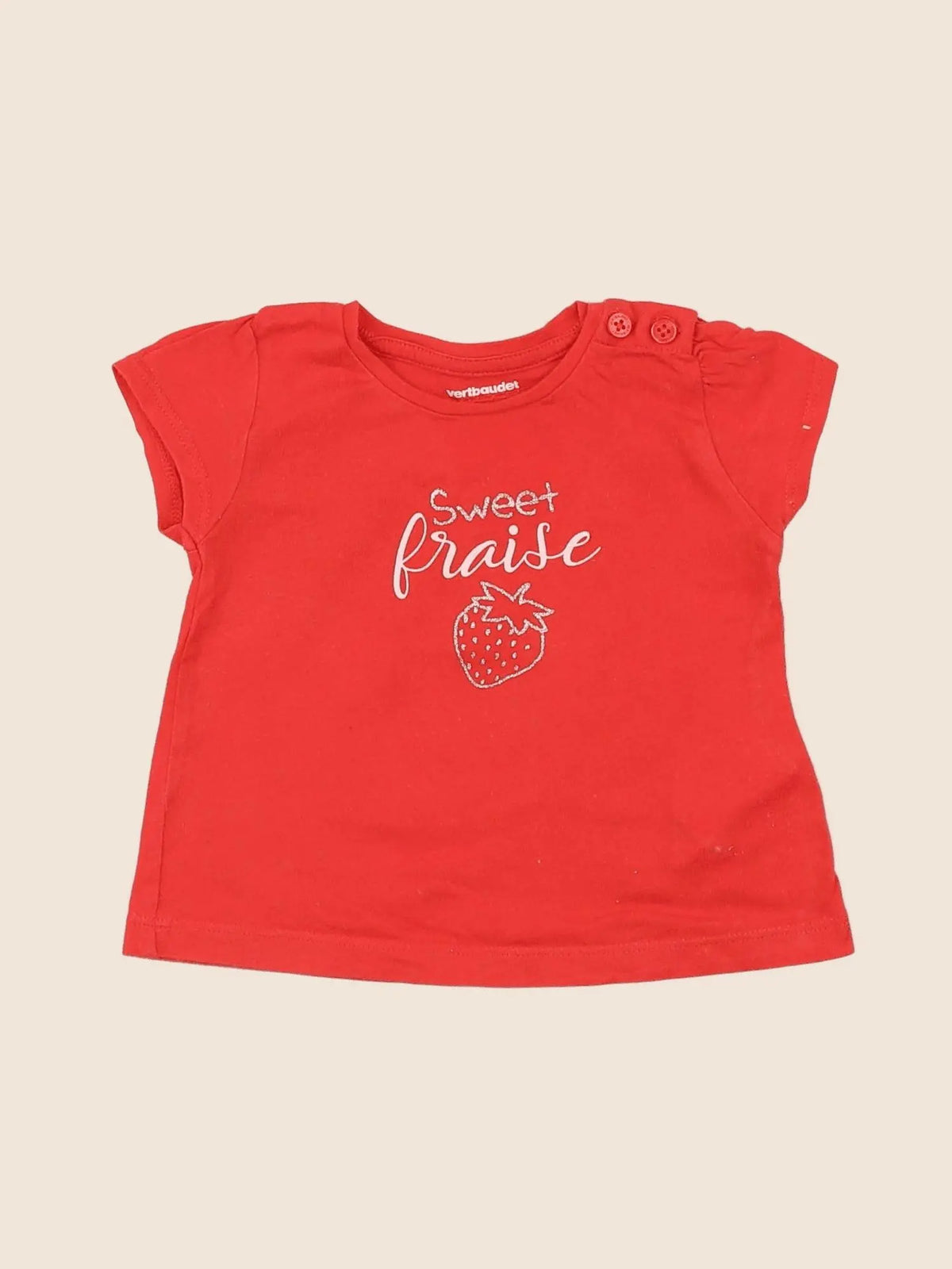 Vertbaudet - tee-shirt rouge - 3 mois