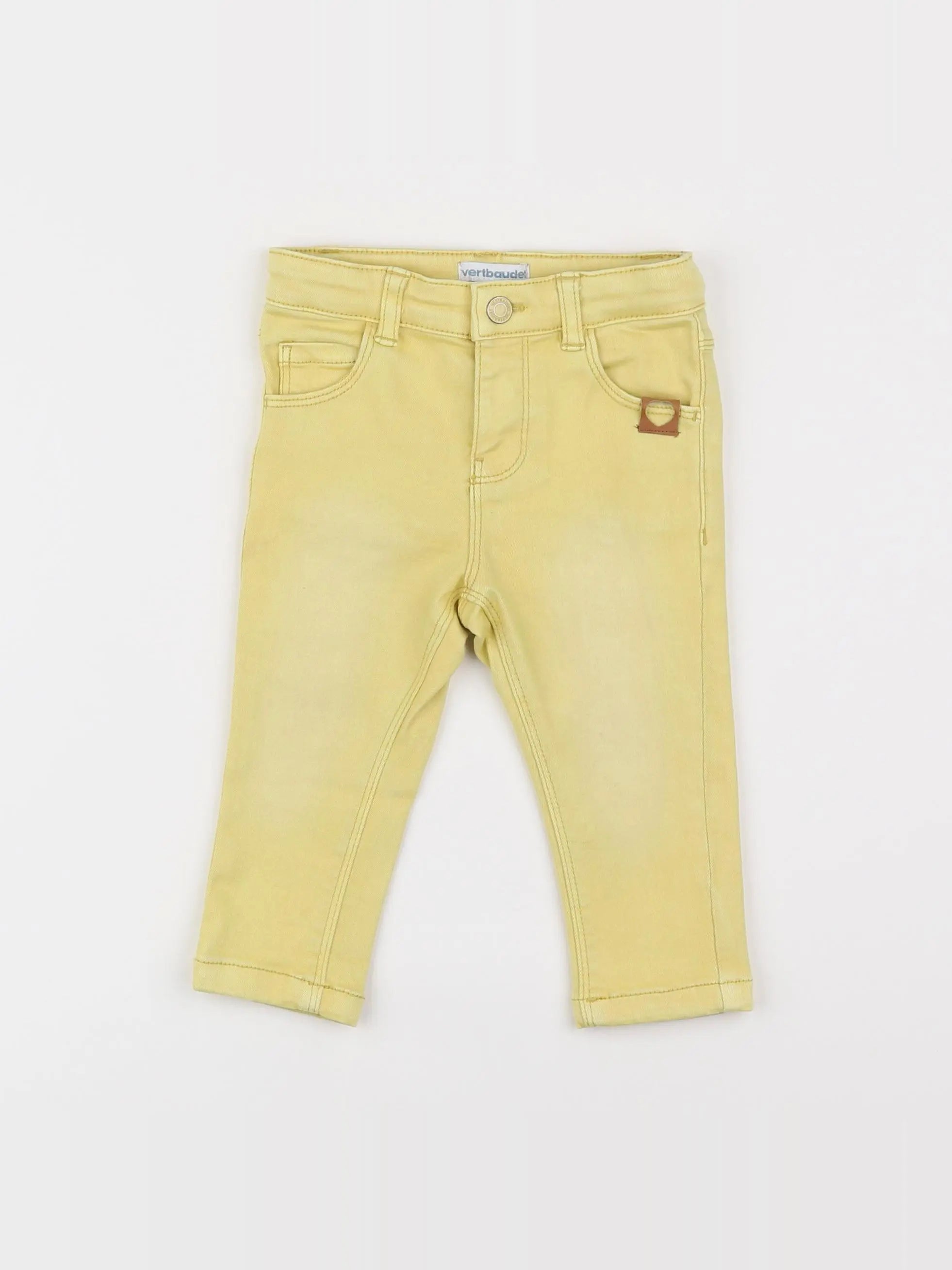 Vertbaudet - pantalon jaune - 12 mois