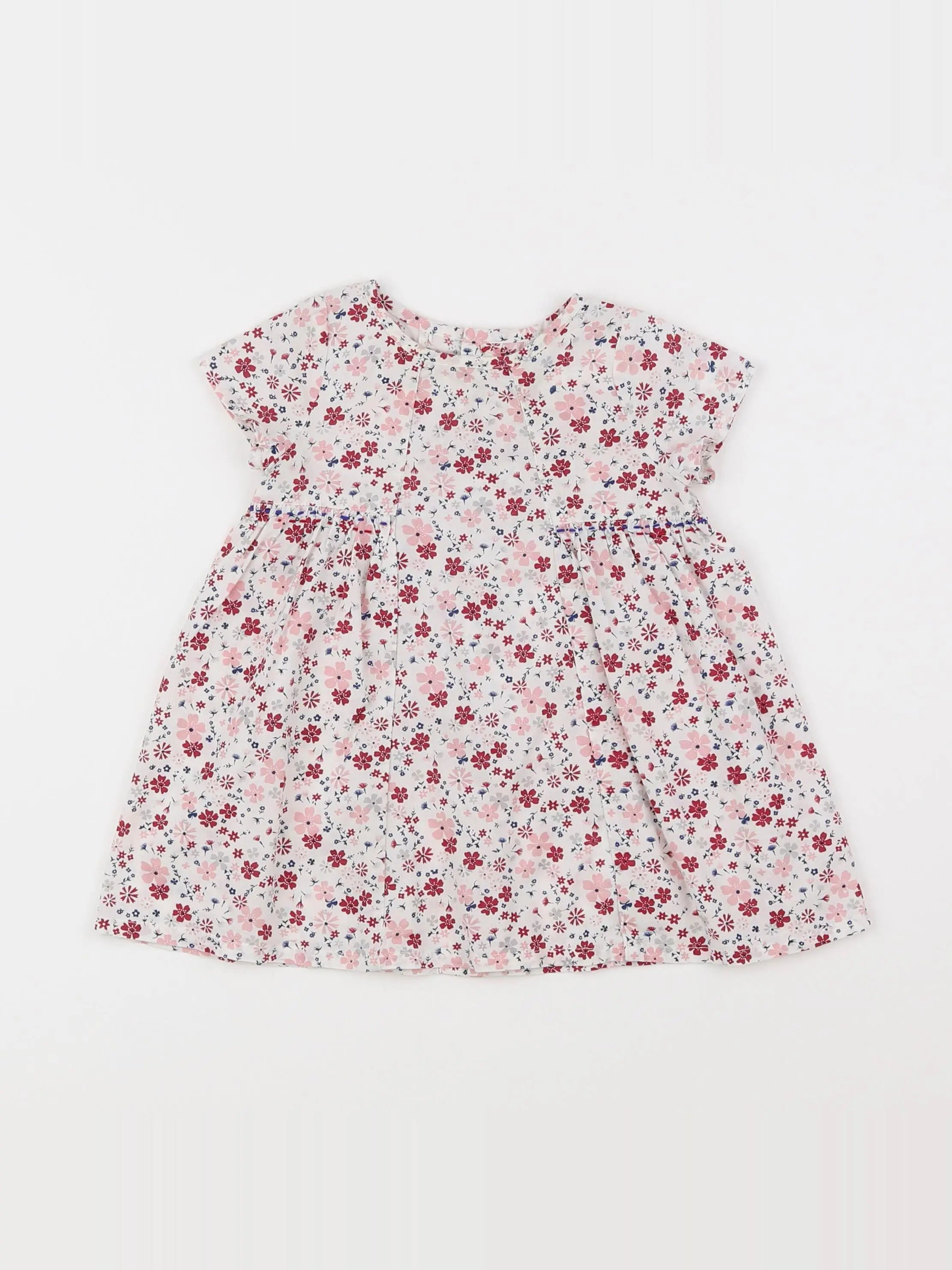 Boutchou - robe blanc, rose - 6 mois