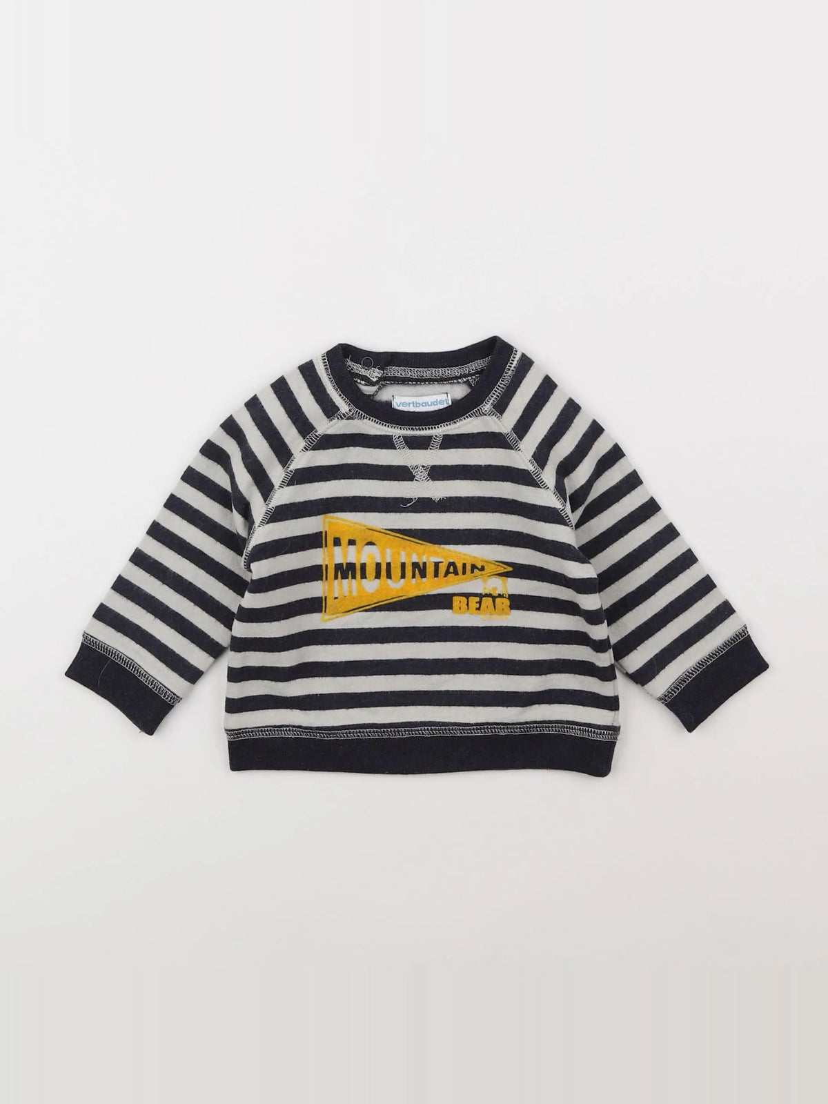 Vertbaudet - sweat blanc, gris - 6 mois