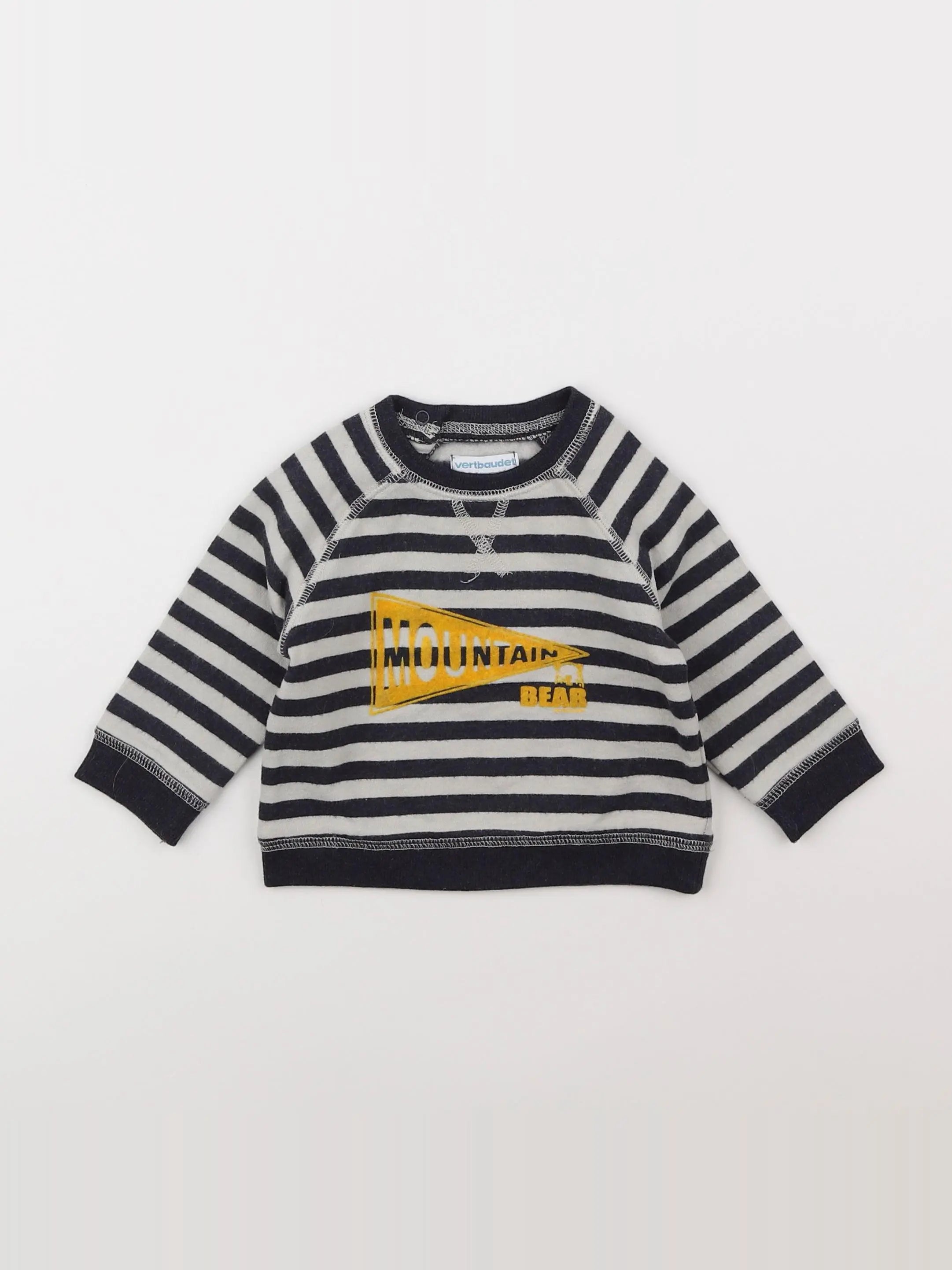 Vertbaudet - sweat blanc, gris - 6 mois