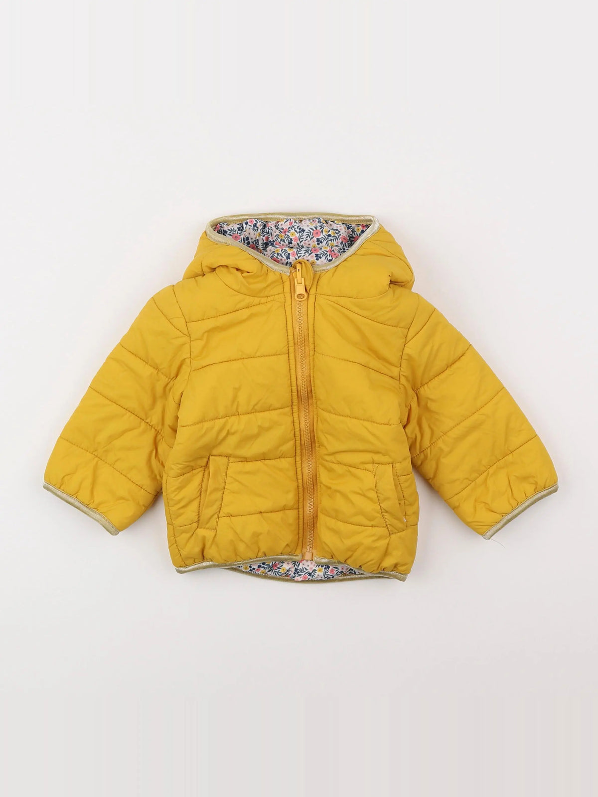 Vertbaudet - doudoune réversible jaune, multicolore - 9 mois