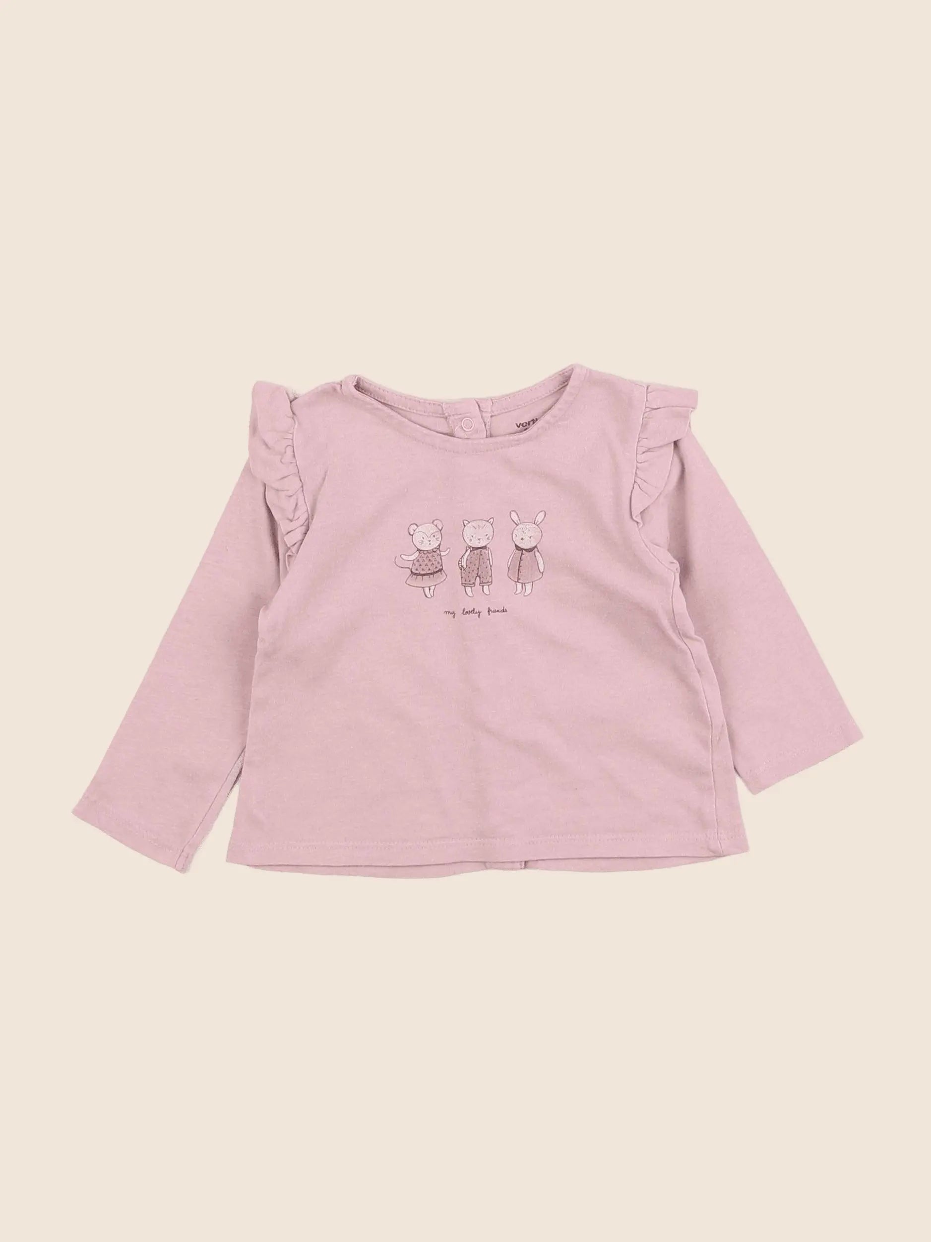 Vertbaudet - tee-shirt rose - 6 mois