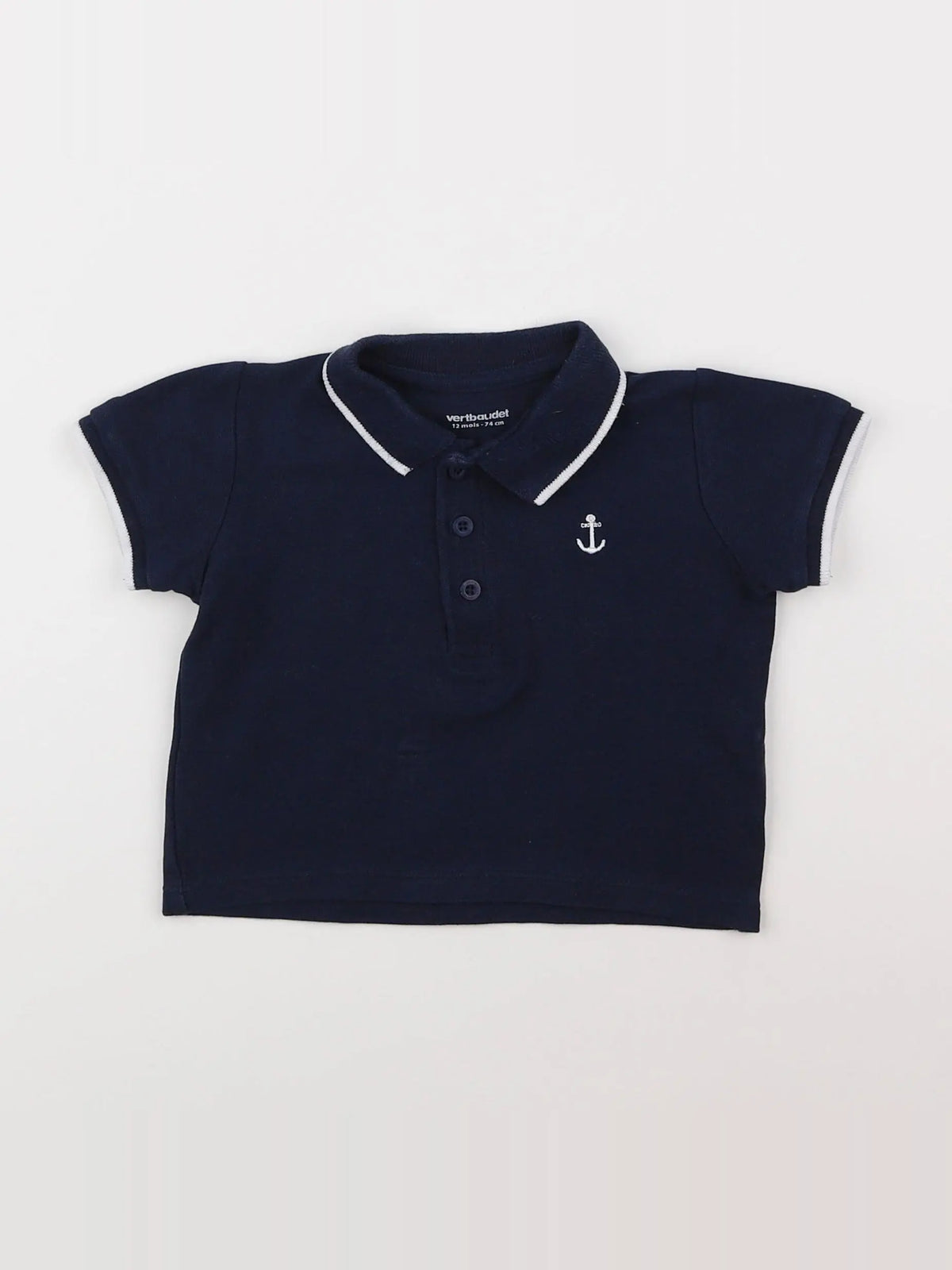 Vertbaudet - polo bleu - 12 mois
