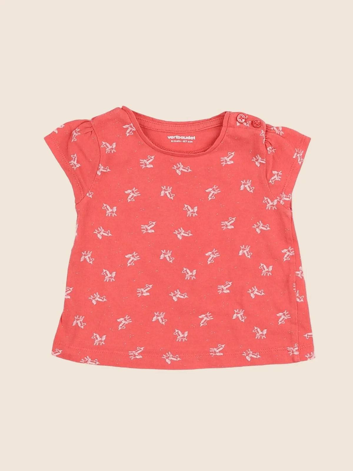 Vertbaudet - tee-shirt rose - 6 mois