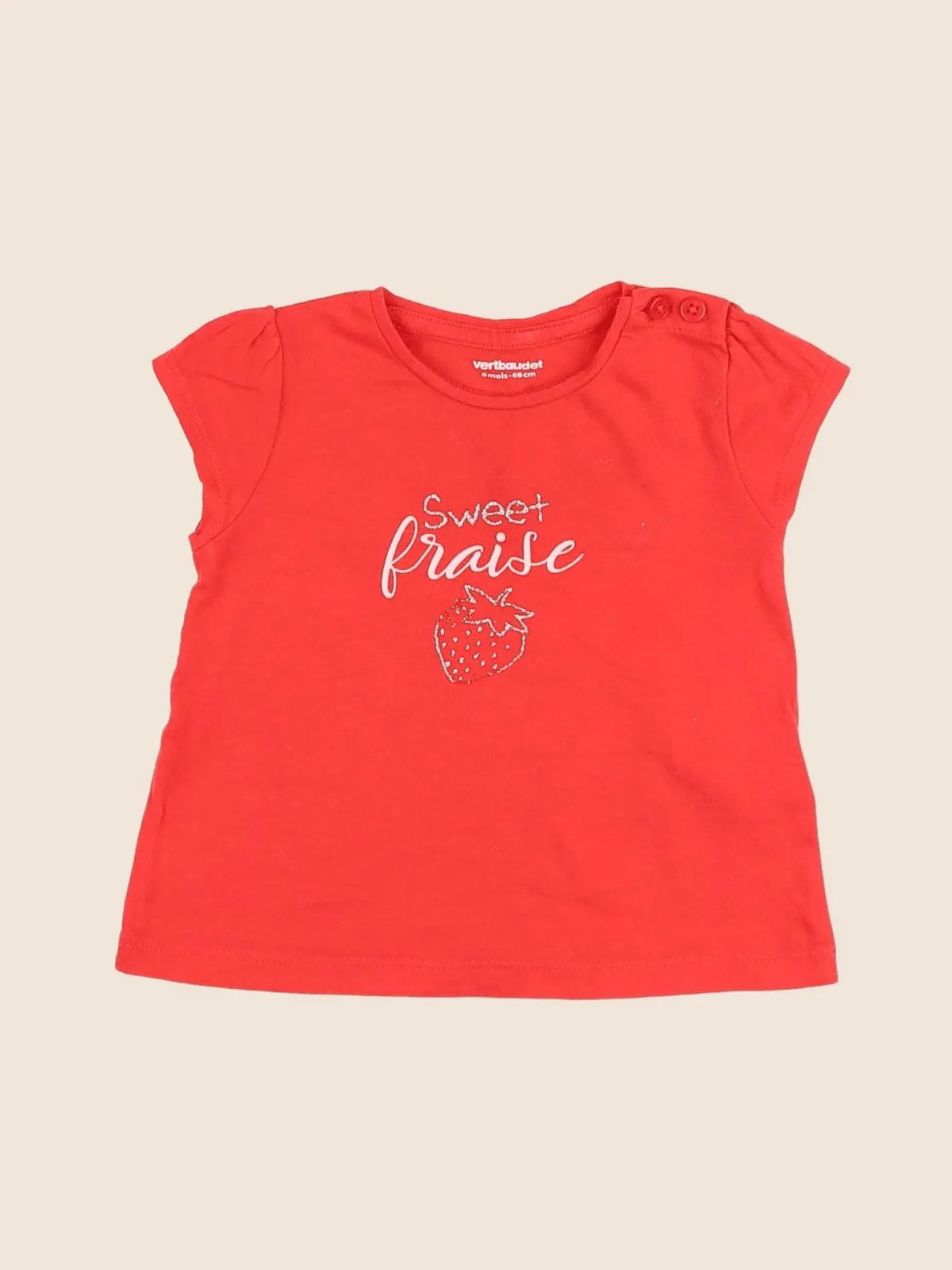Vertbaudet - tee-shirt rouge - 6 mois