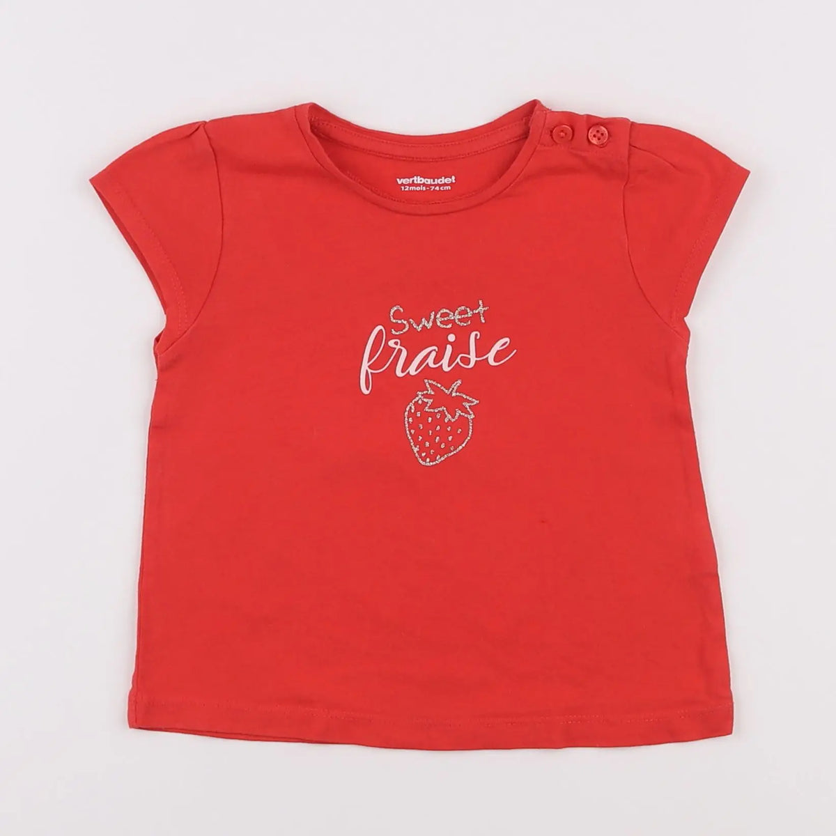 Vertbaudet - tee-shirt rouge - 12 mois