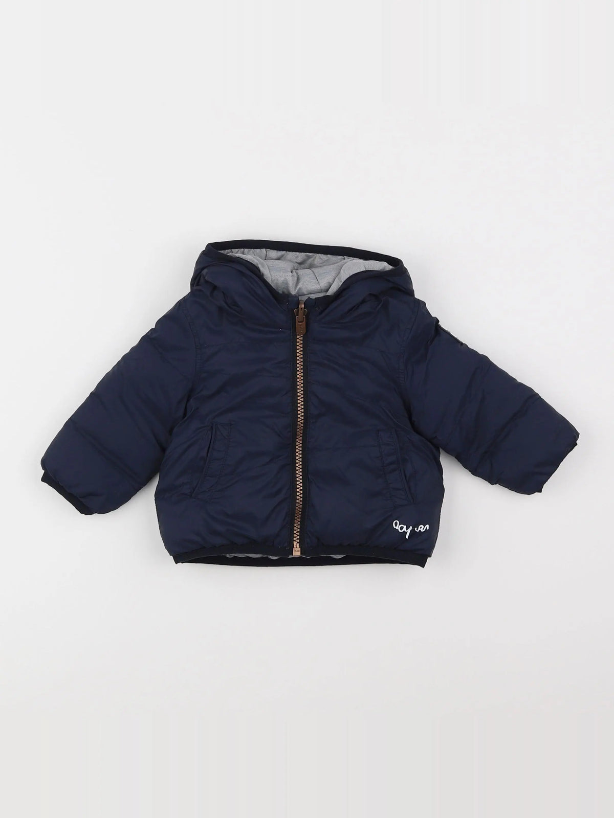 IKKS - doudoune réversible bleu, gris - 6 mois