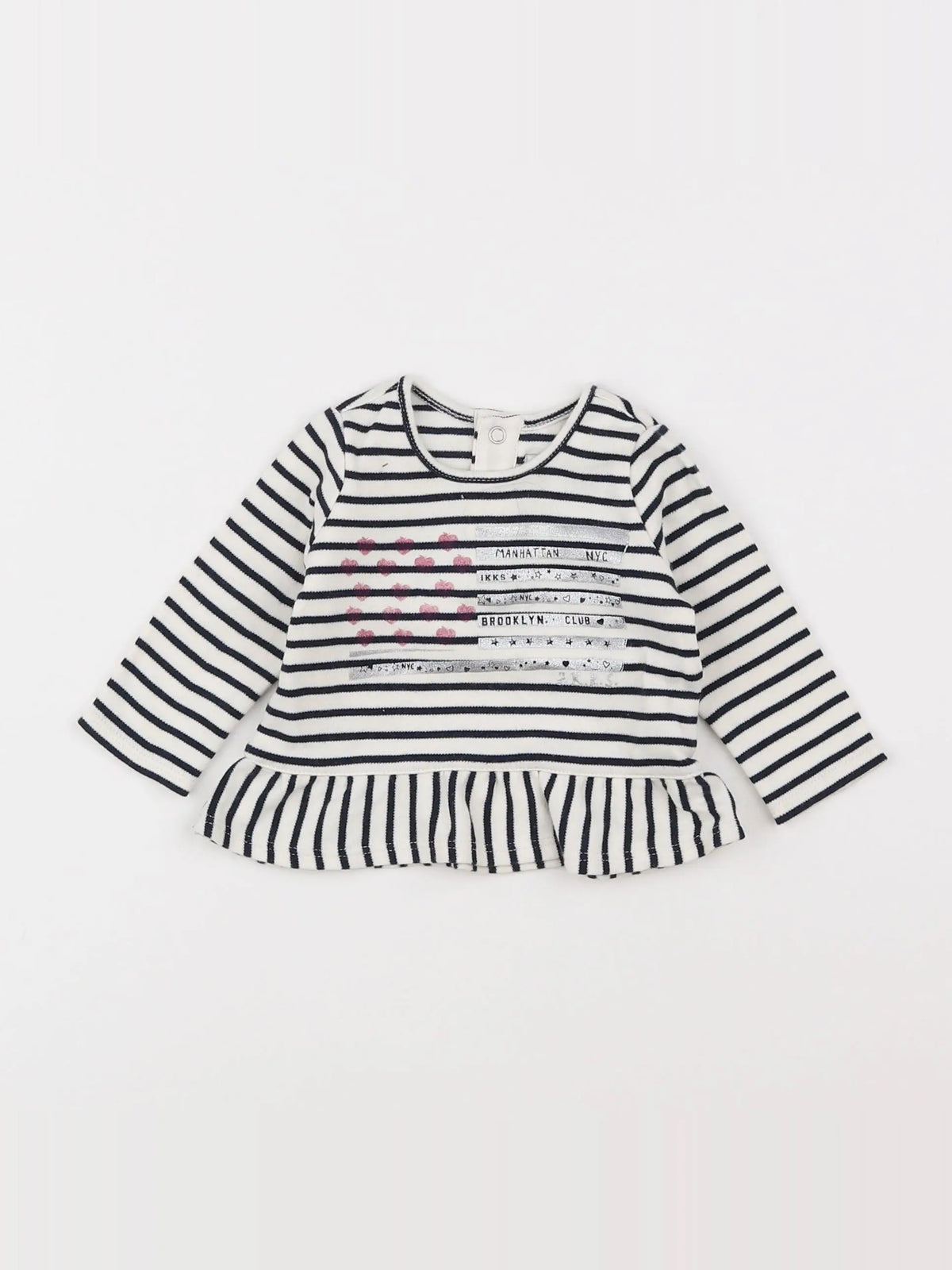 IKKS - tee-shirt blanc, bleu - 3 mois