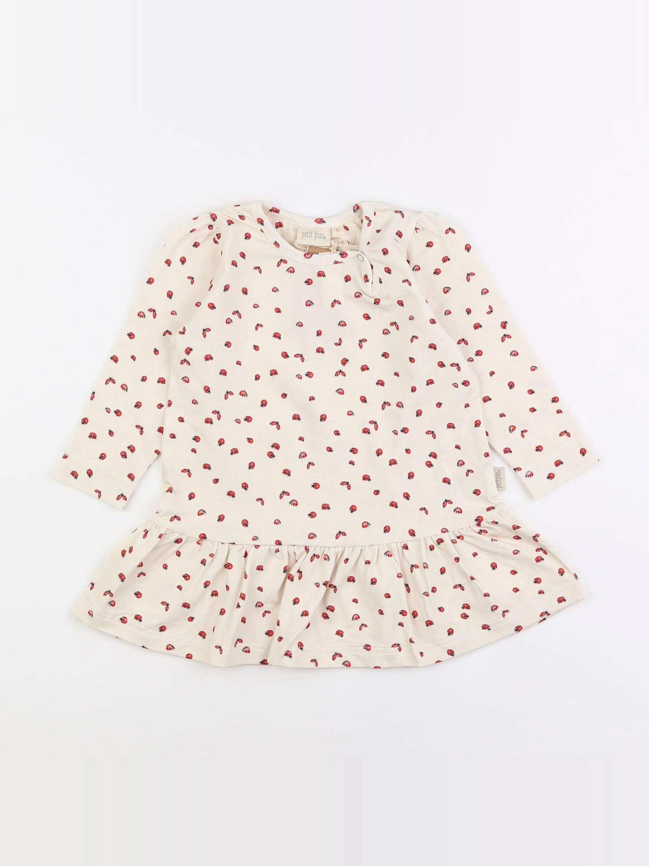 Petit Piao - robe beige, rouge - 12 mois