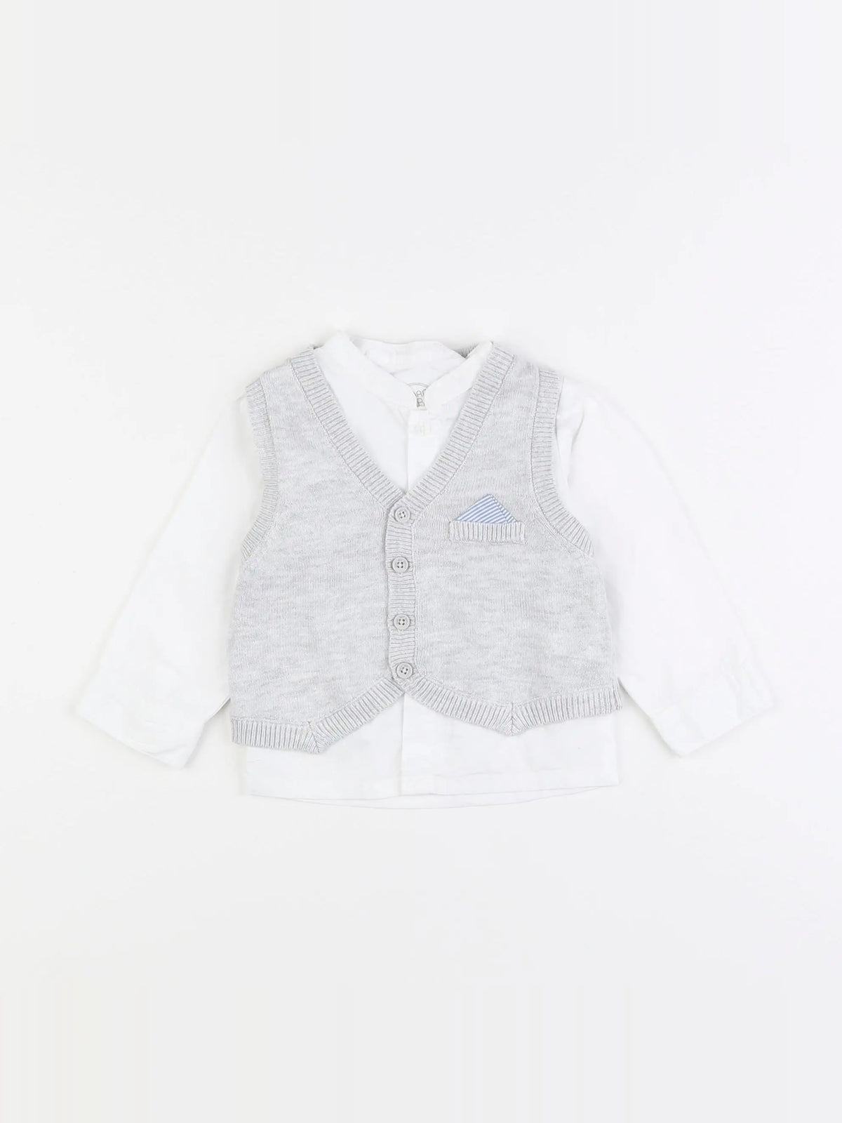 Tape à l'oeil - chemise blanc, gris - 3 mois