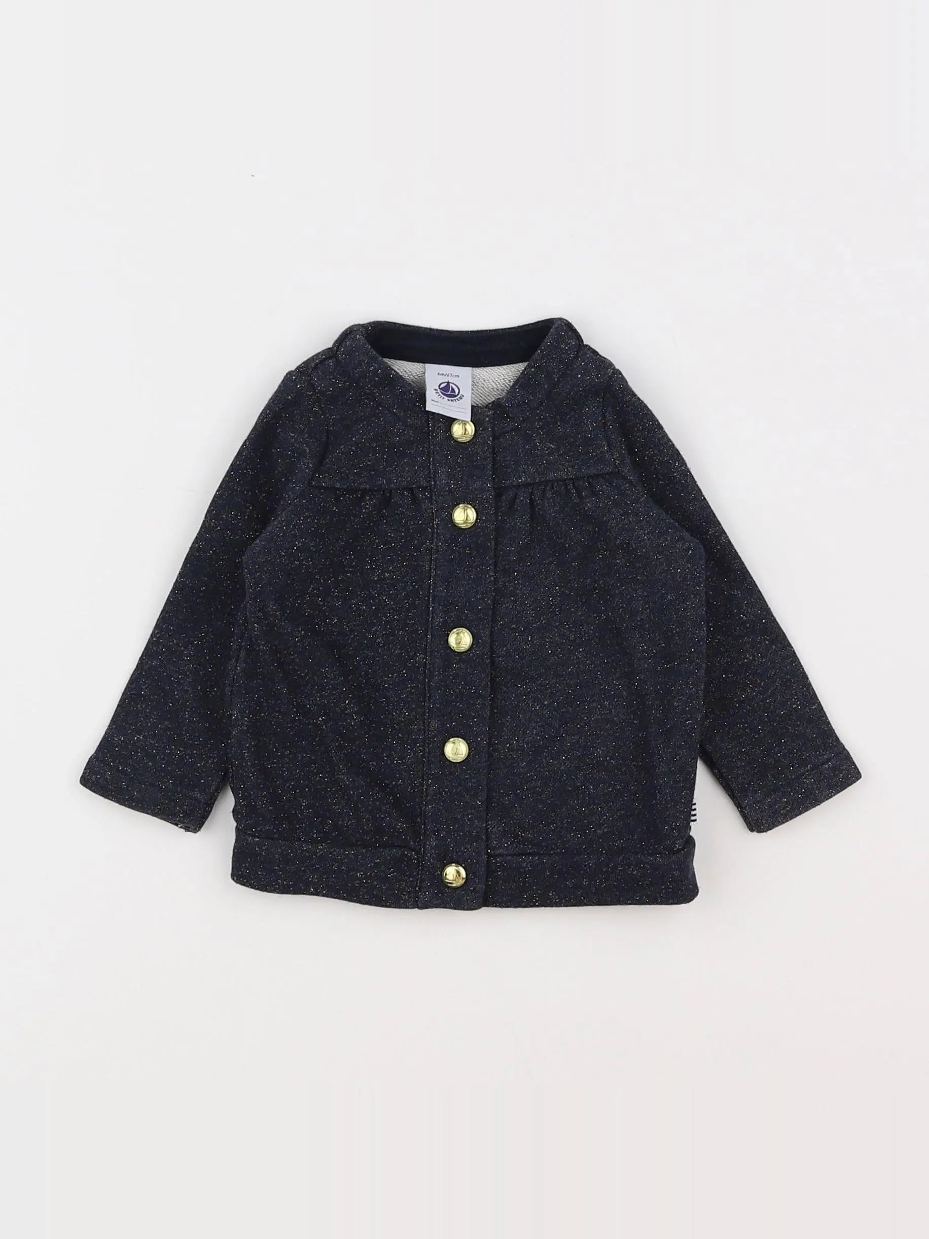 Petit Bateau - sweat bleu, or - 6 mois