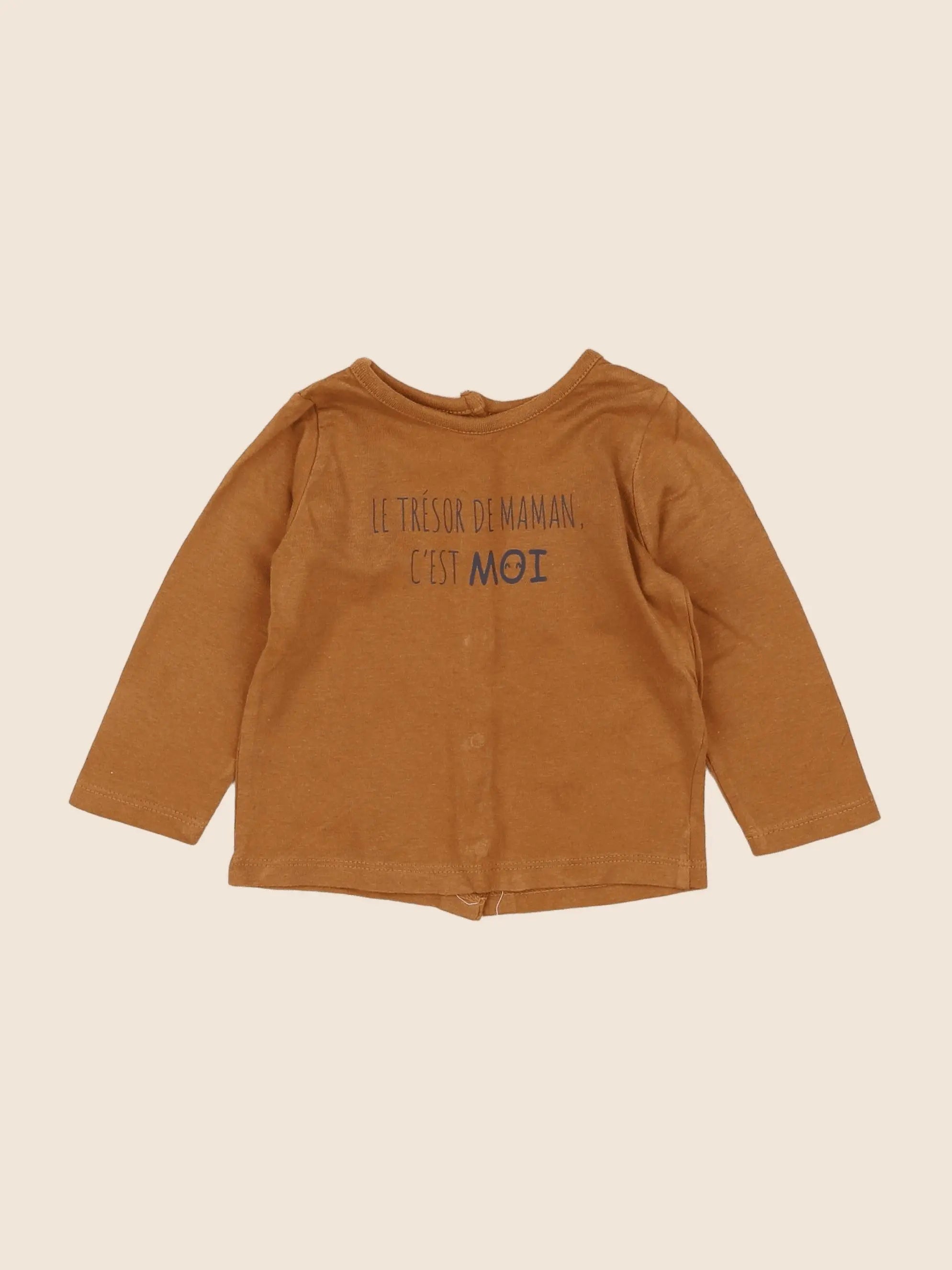 Vertbaudet - tee-shirt marron - 6 mois