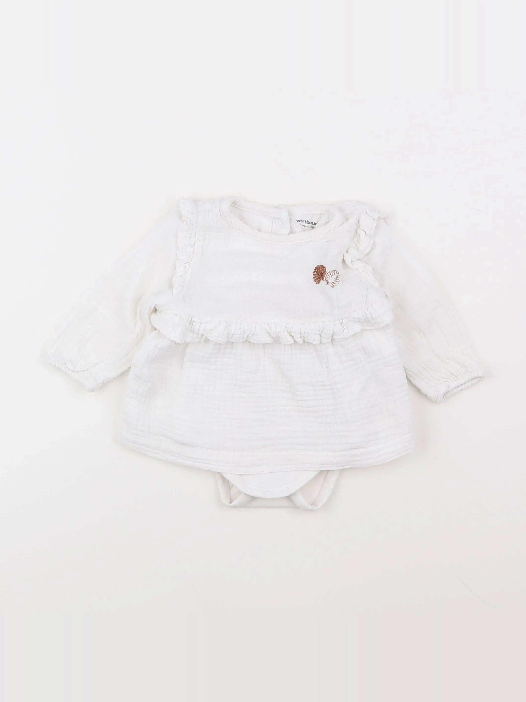 Vertbaudet - body robe blanc - 3 mois