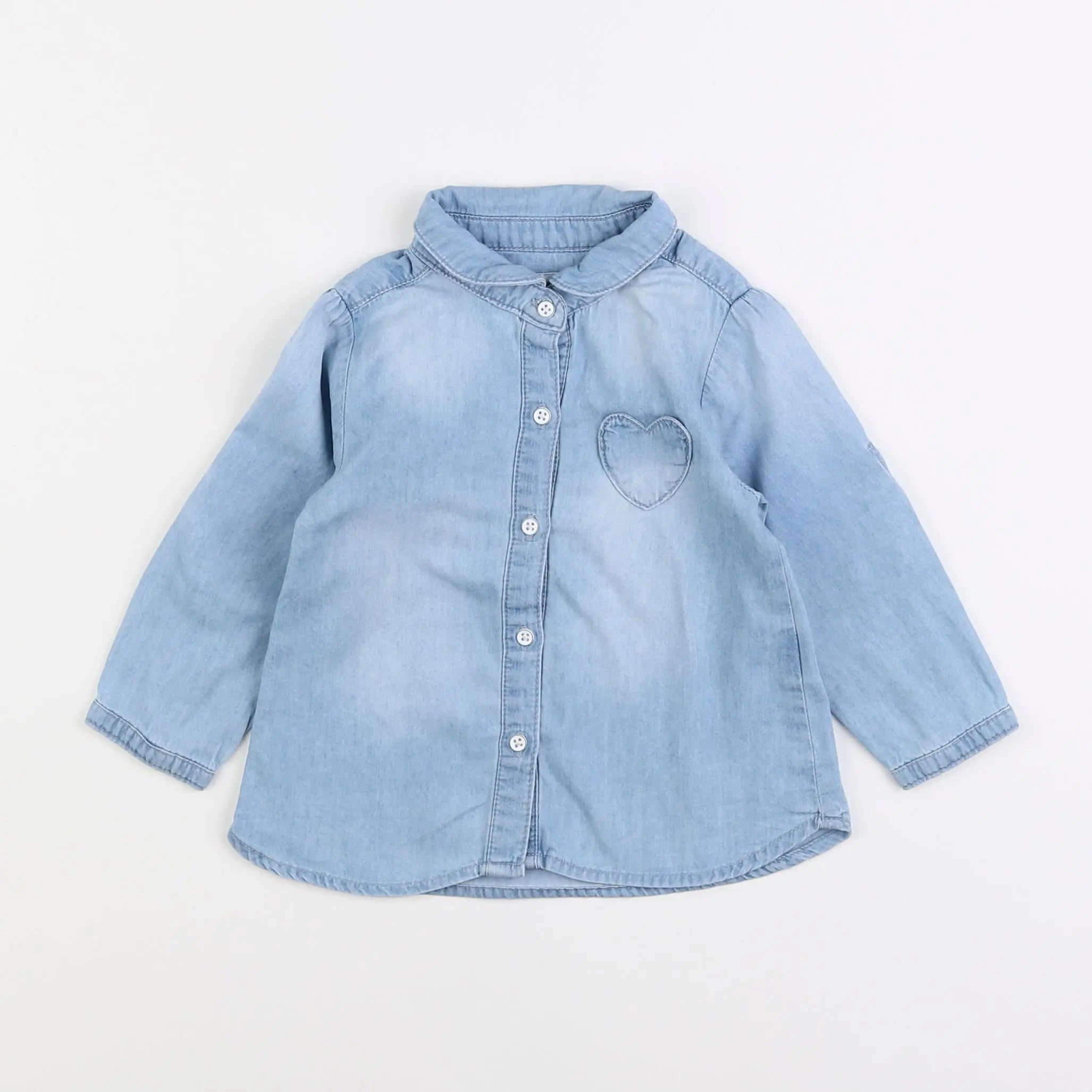 Vertbaudet - chemise bleu - 12 mois