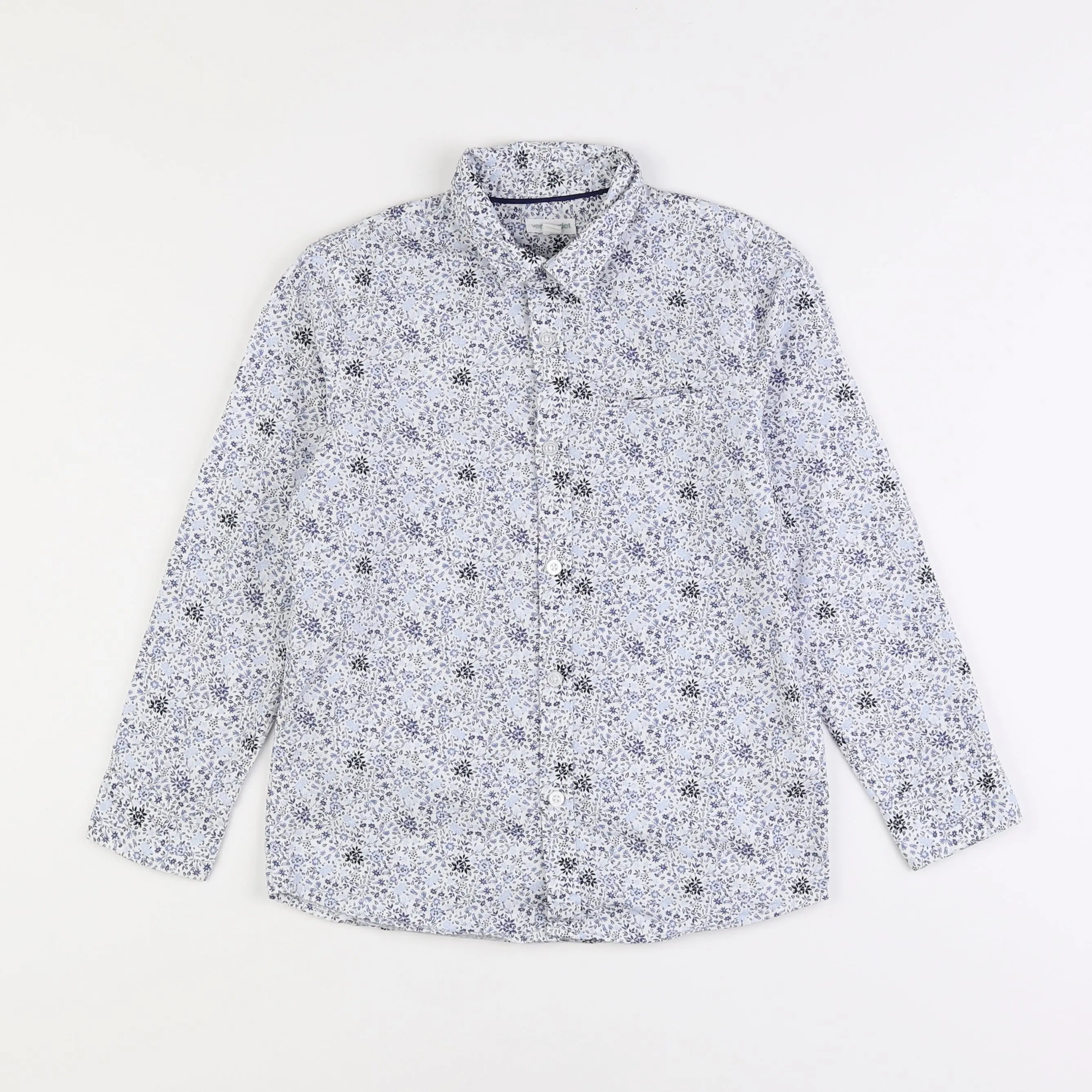 Vertbaudet - chemise blanc, bleu - 8 ans