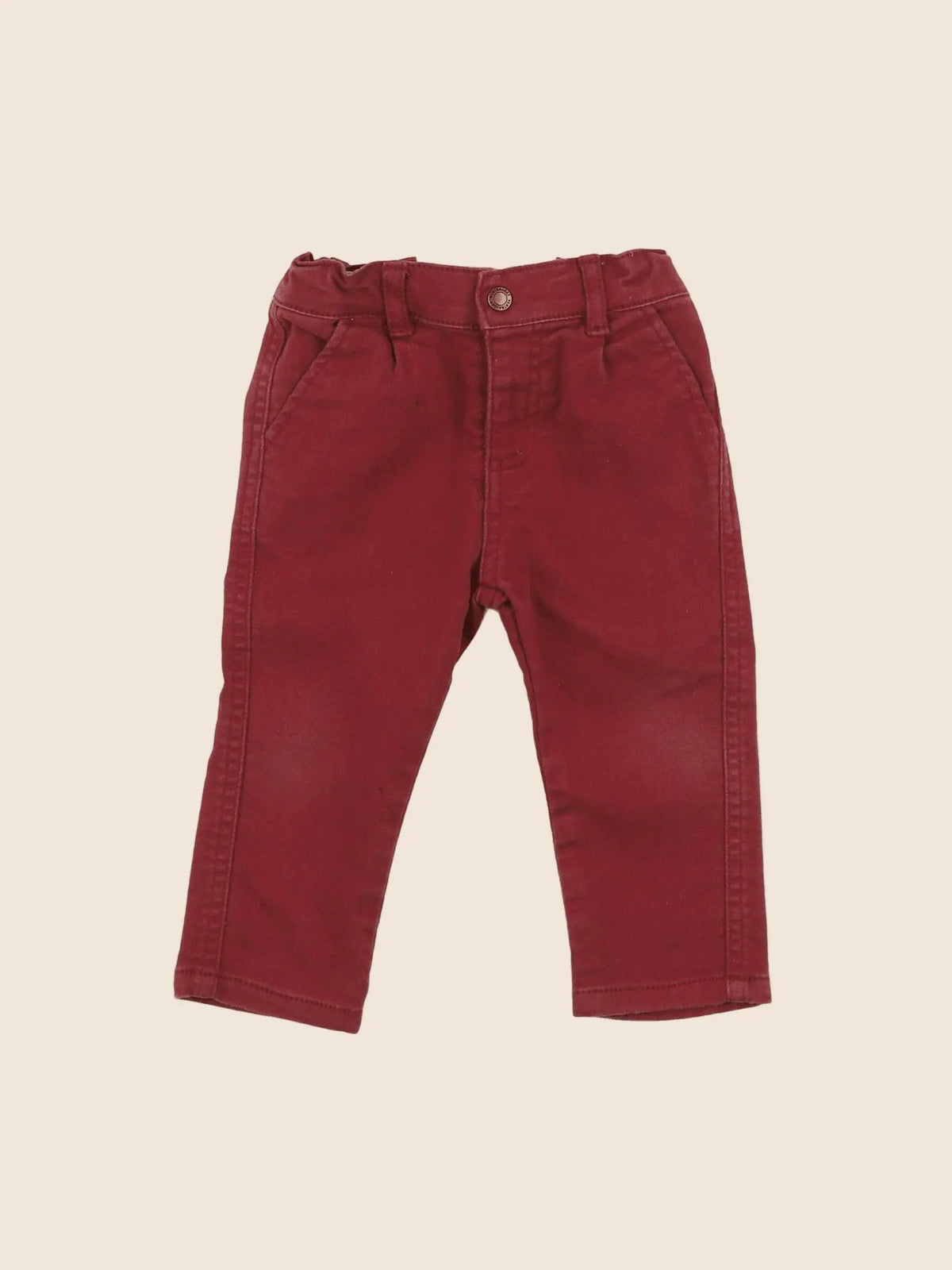 Vertbaudet - pantalon rouge - 12 mois