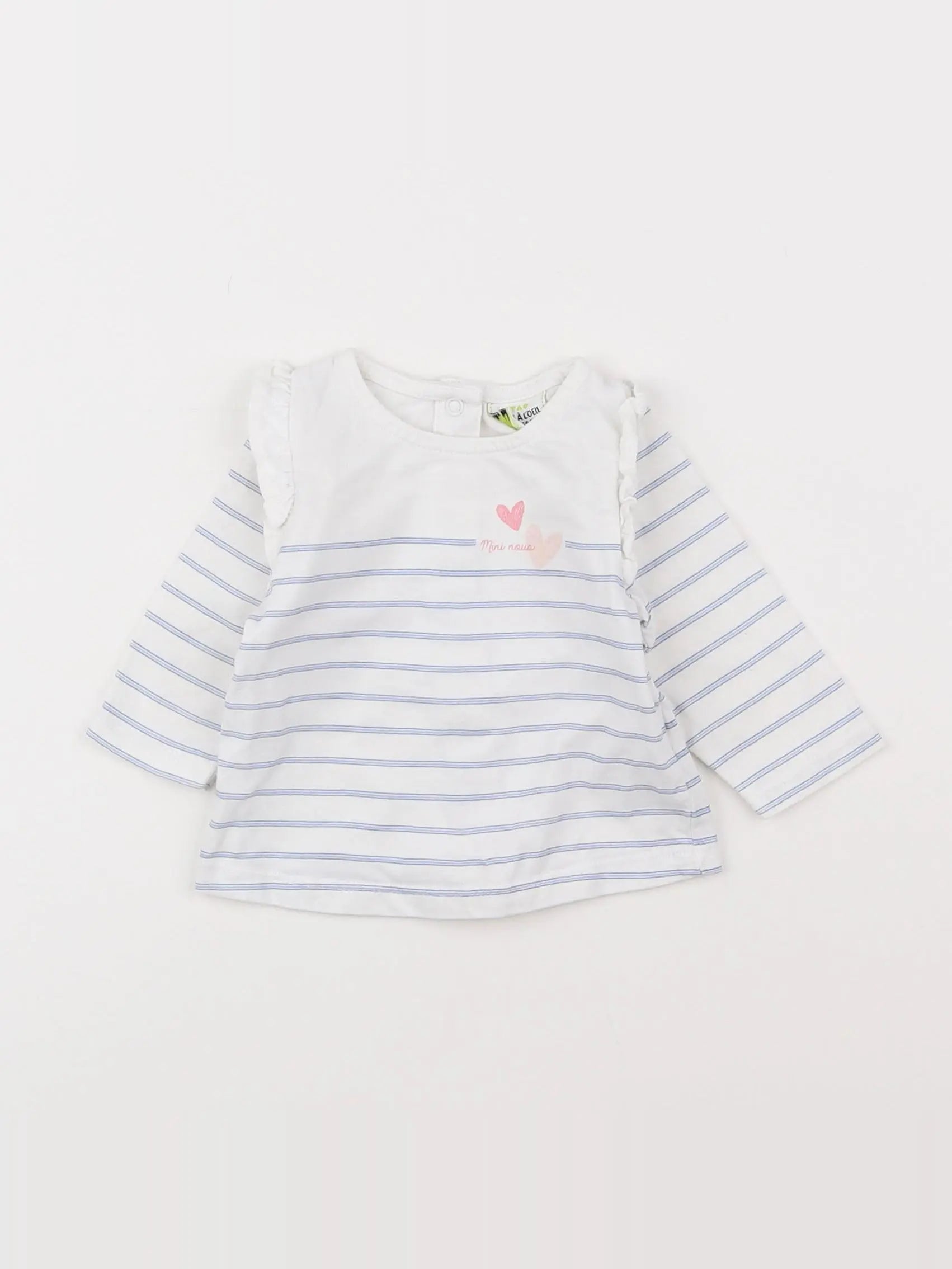 Tape à l'oeil - tee-shirt blanc, bleu - 3 mois