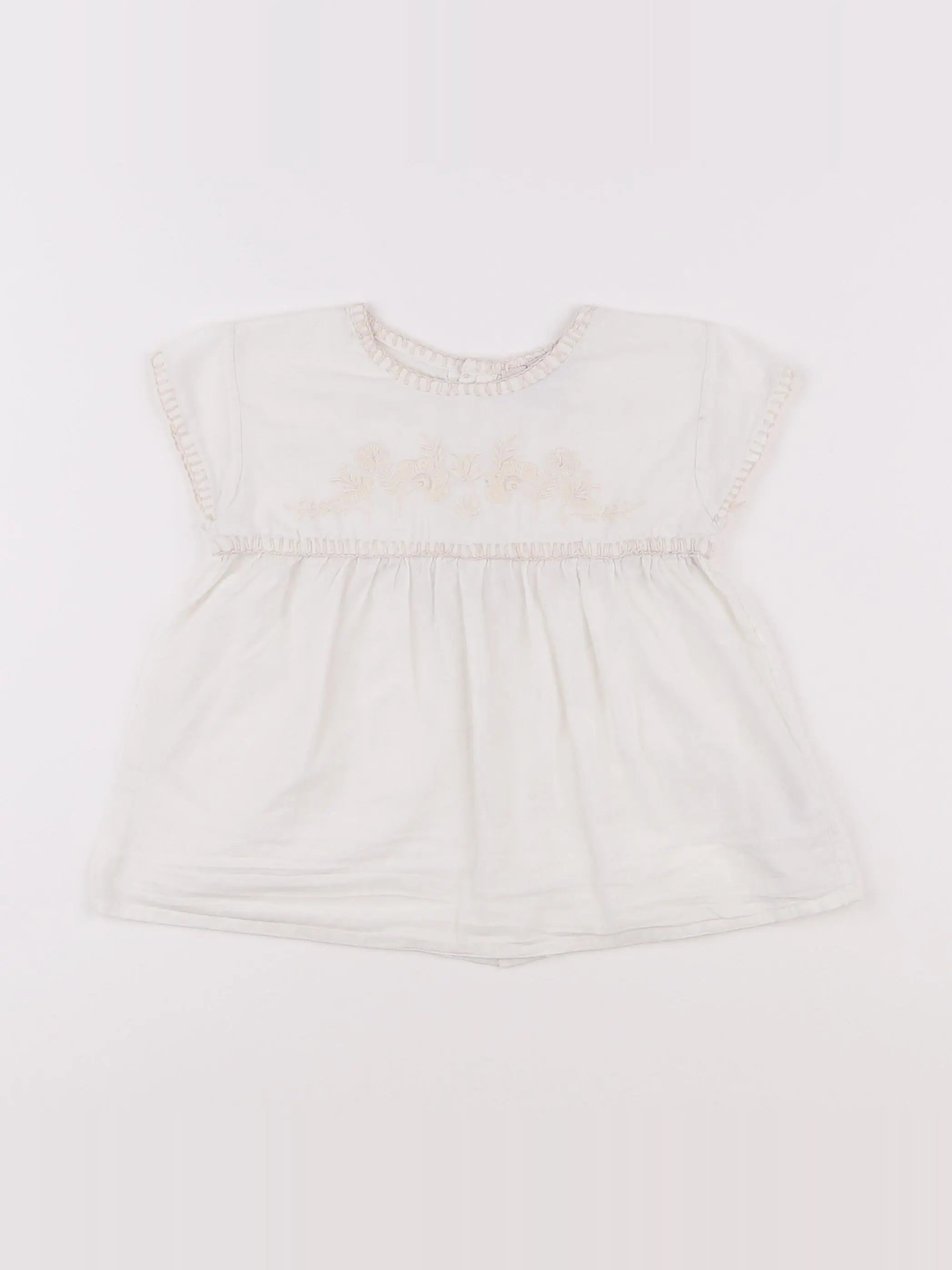 Bonnet à Pompon - blouse beige - 3 ans