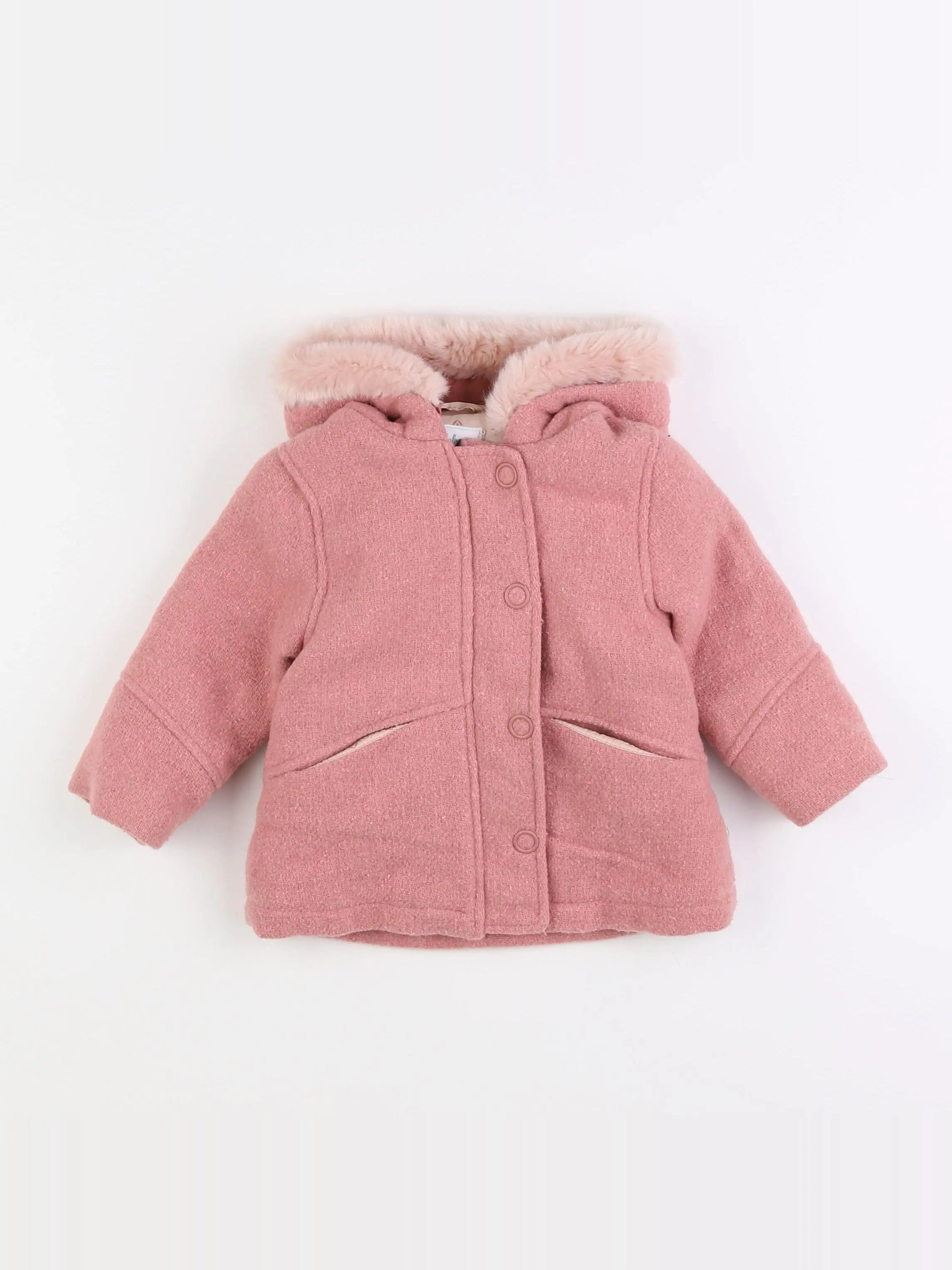 Vertbaudet - manteau rose - 12 mois