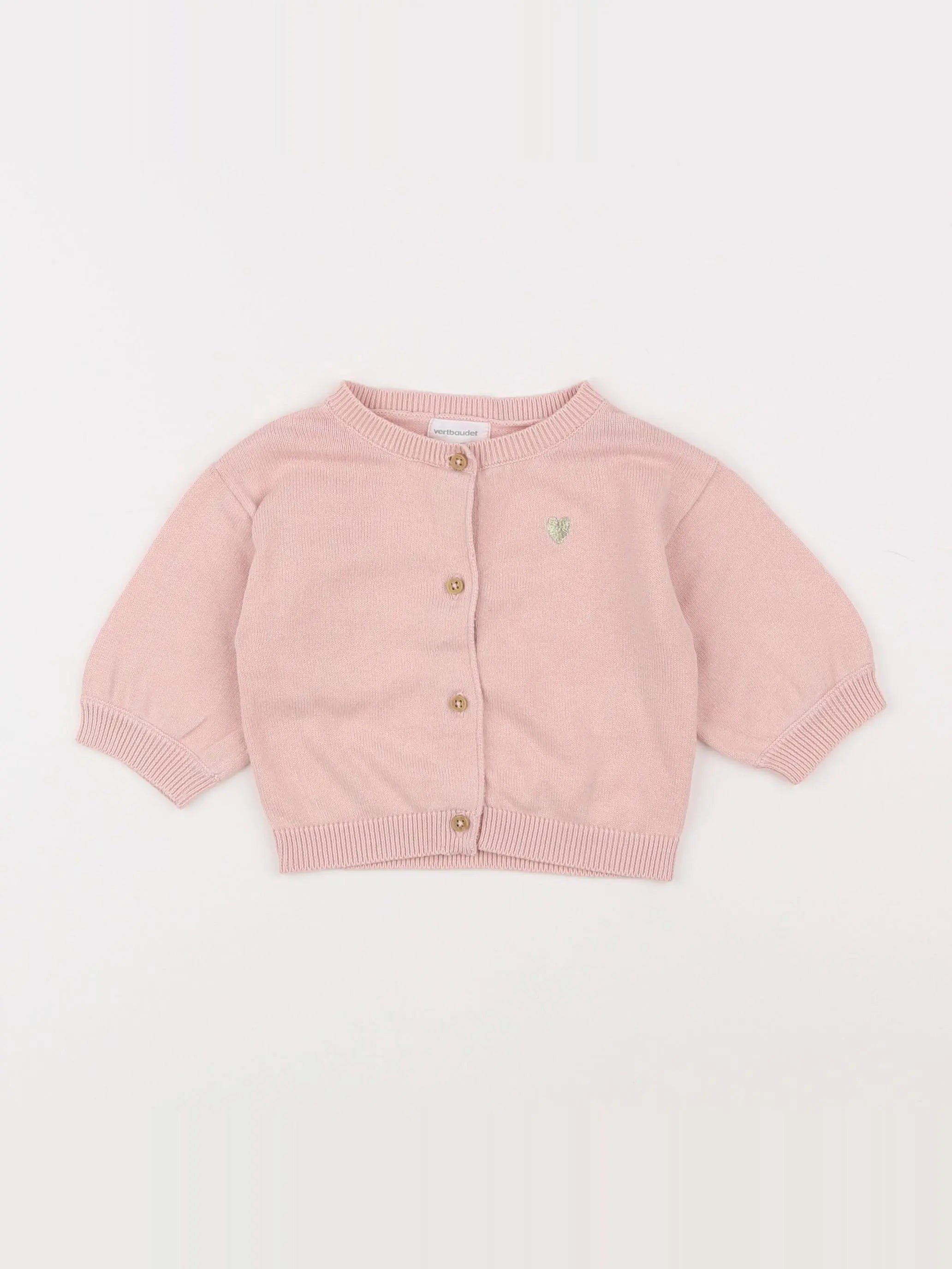 Vertbaudet - gilet rose - 3 mois