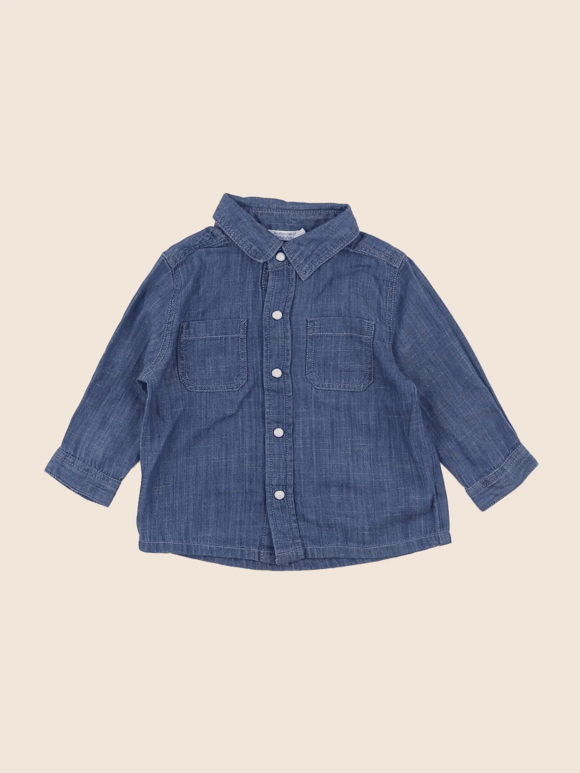 Boutchou - chemise bleu - 6 mois