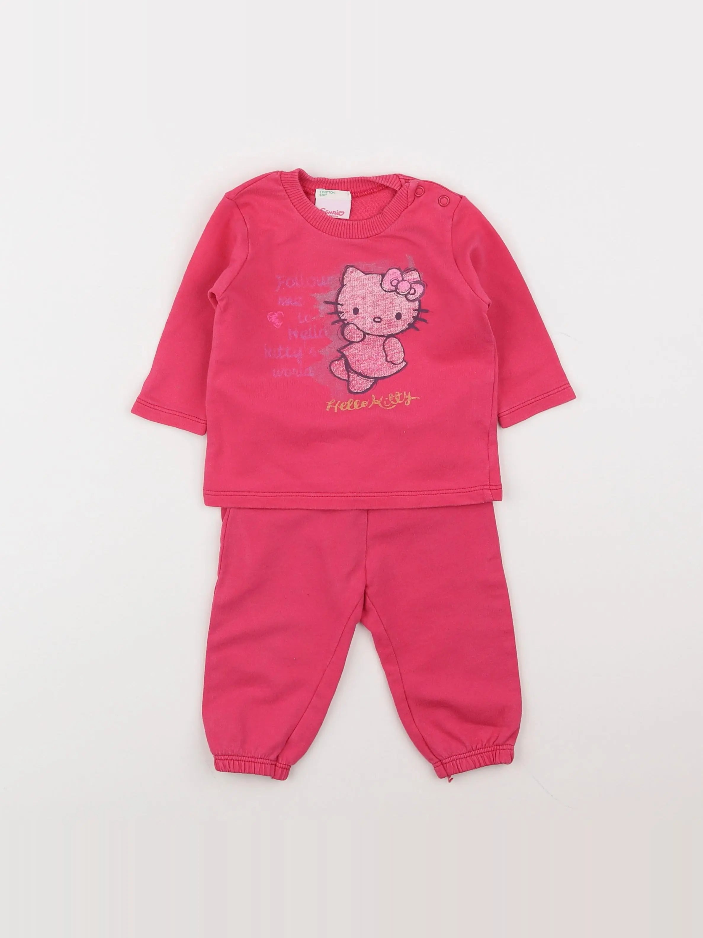 Benetton - ensemble rose - 3/6 mois