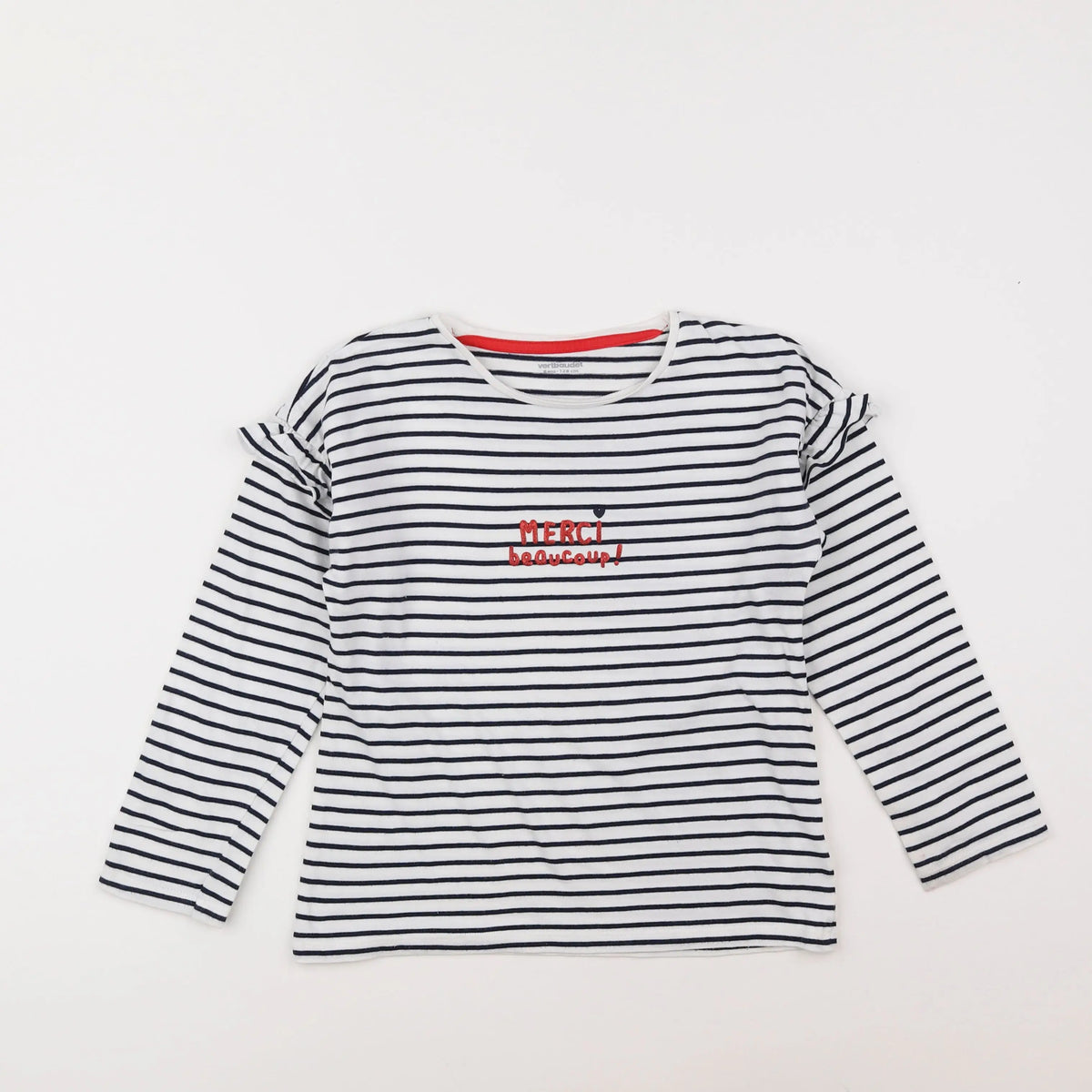 Vertbaudet - tee-shirt blanc, bleu - 8 ans