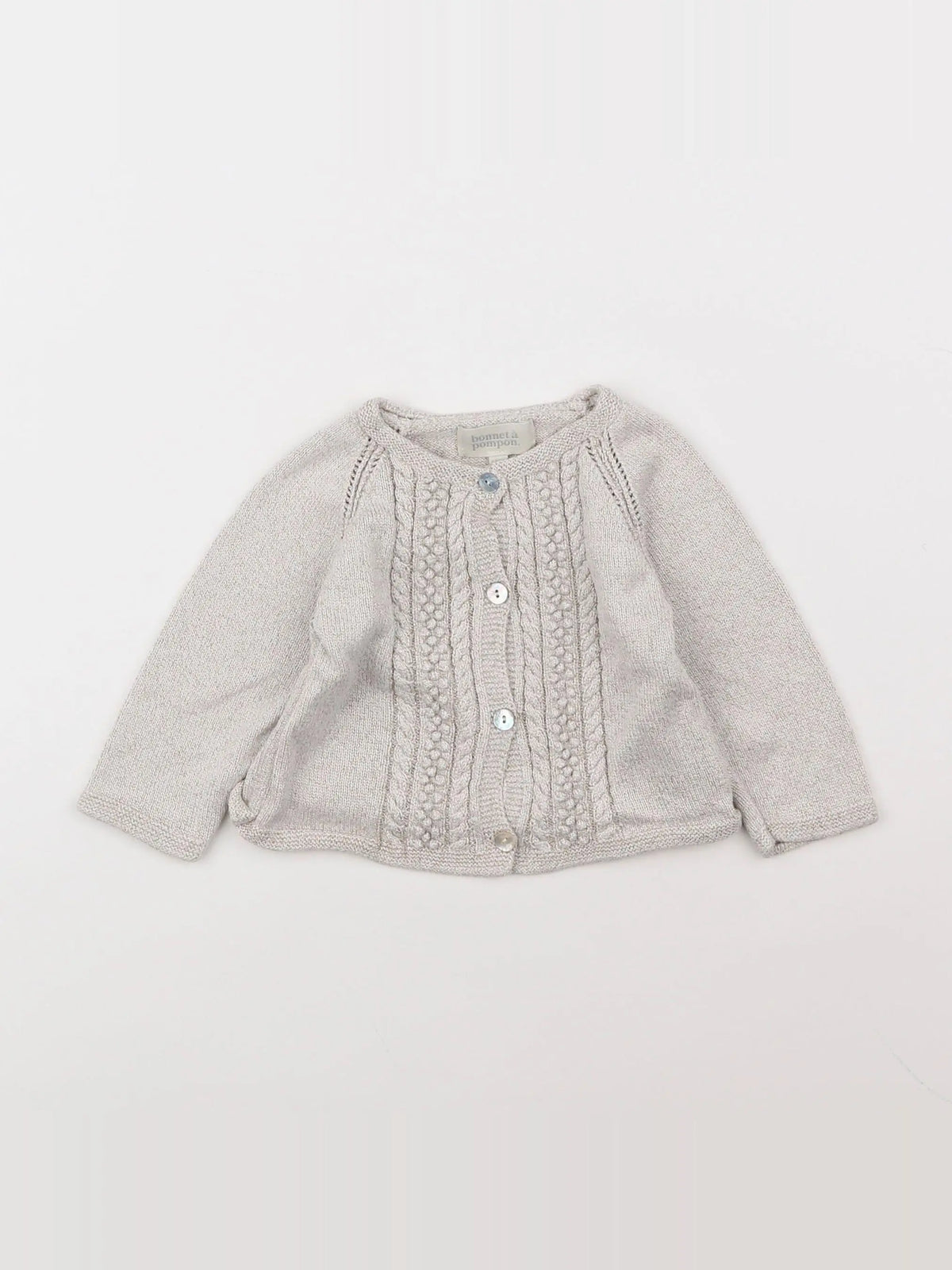 Bonnet à Pompon - gilet gris, or - 12 mois