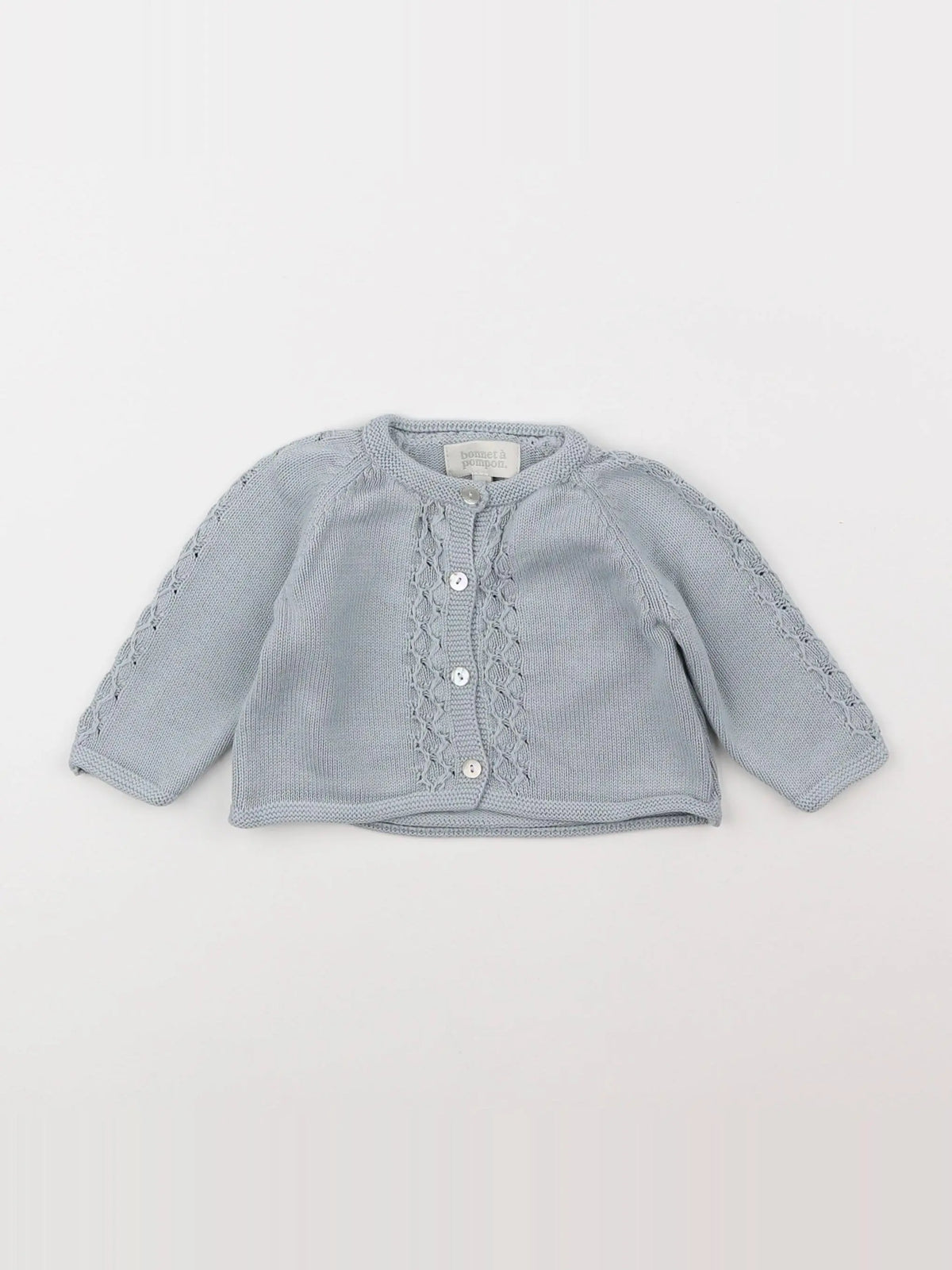 Bonnet à Pompon - gilet vert - 3 mois