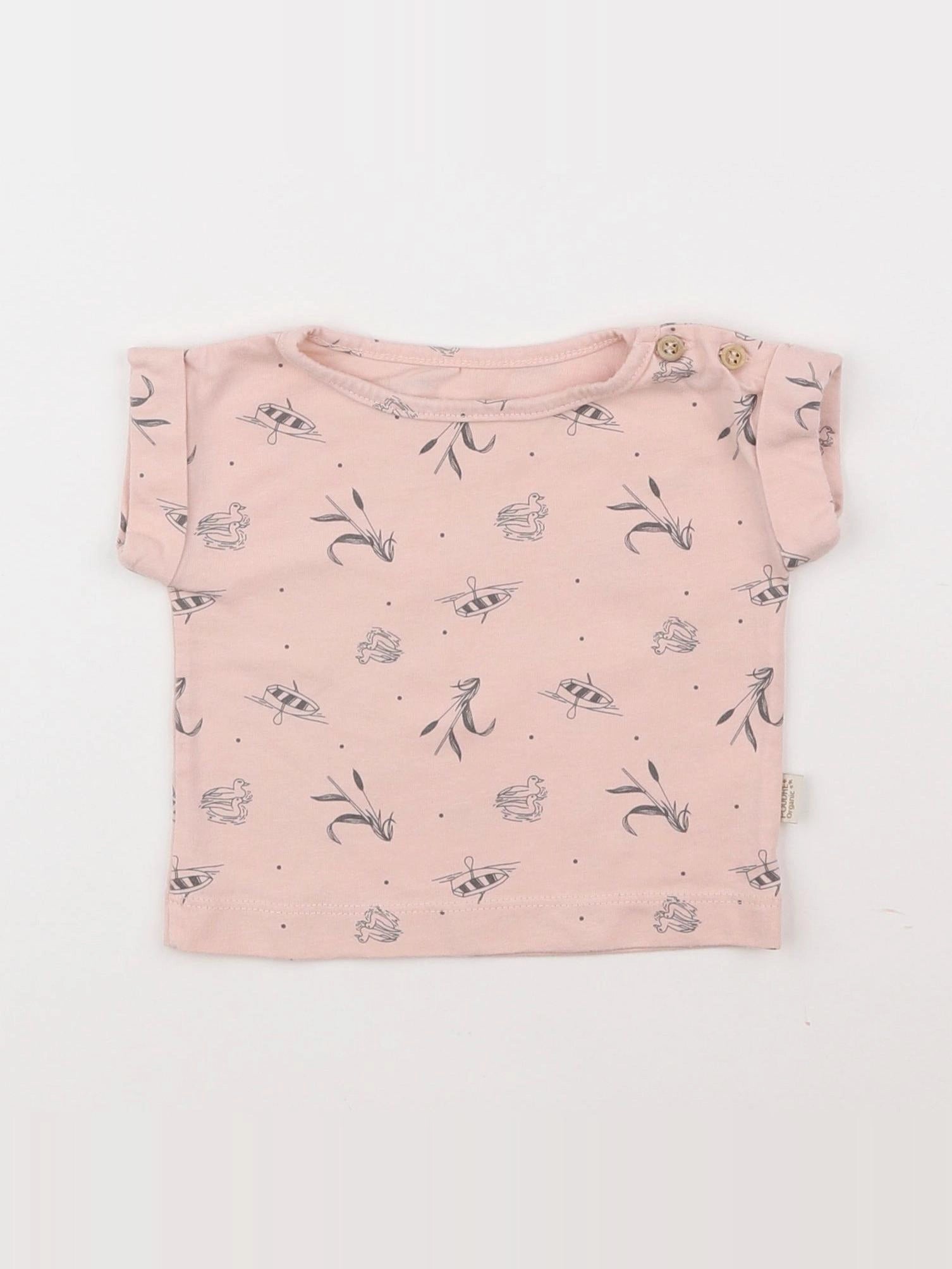 Poudre Organic - tee-shirt rose - 3 mois
