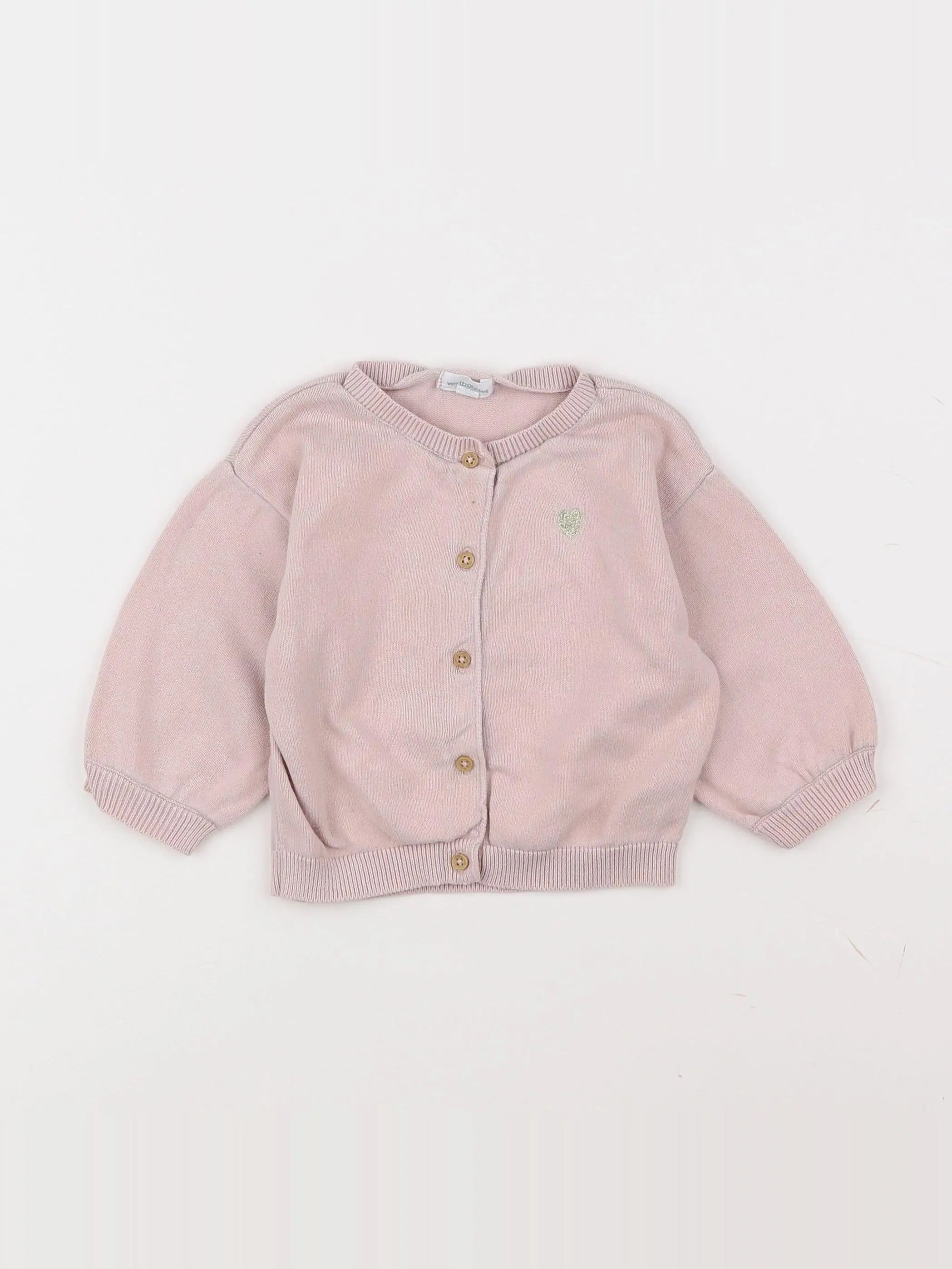 Vertbaudet - gilet rose - 12 mois